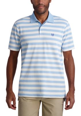 Donald Ross Mens Pin Stripe Polo - NAVY/ BLUE JAY