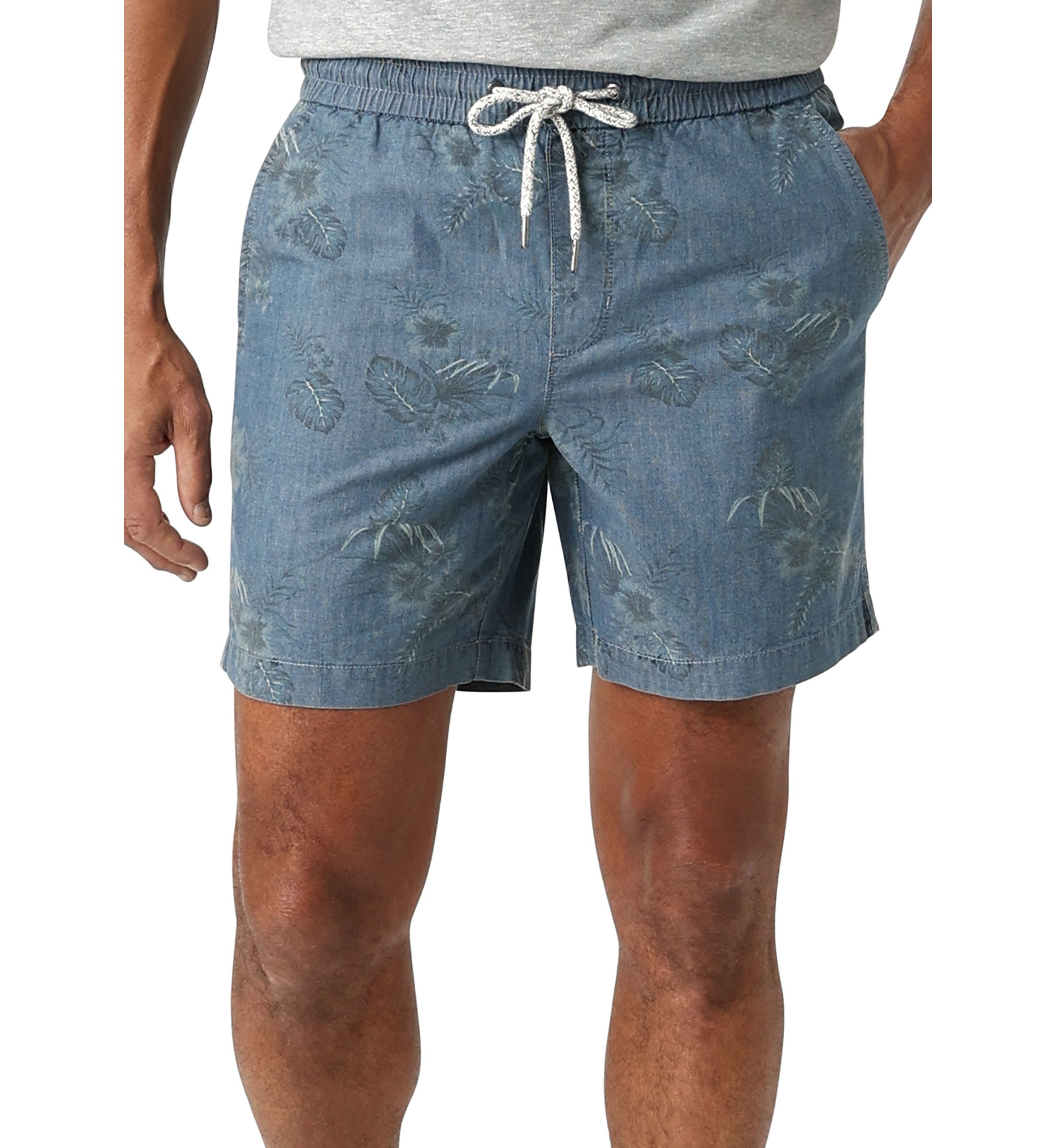 7" Indigo Pull On Tropical Shorts