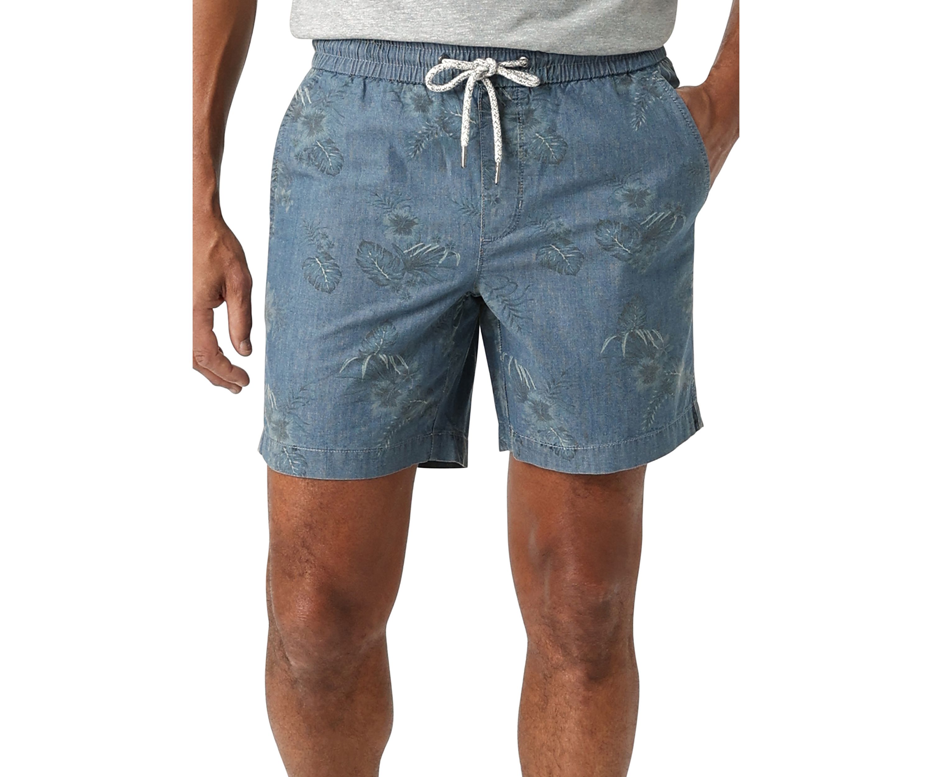 7" Indigo Pull On Tropical Shorts