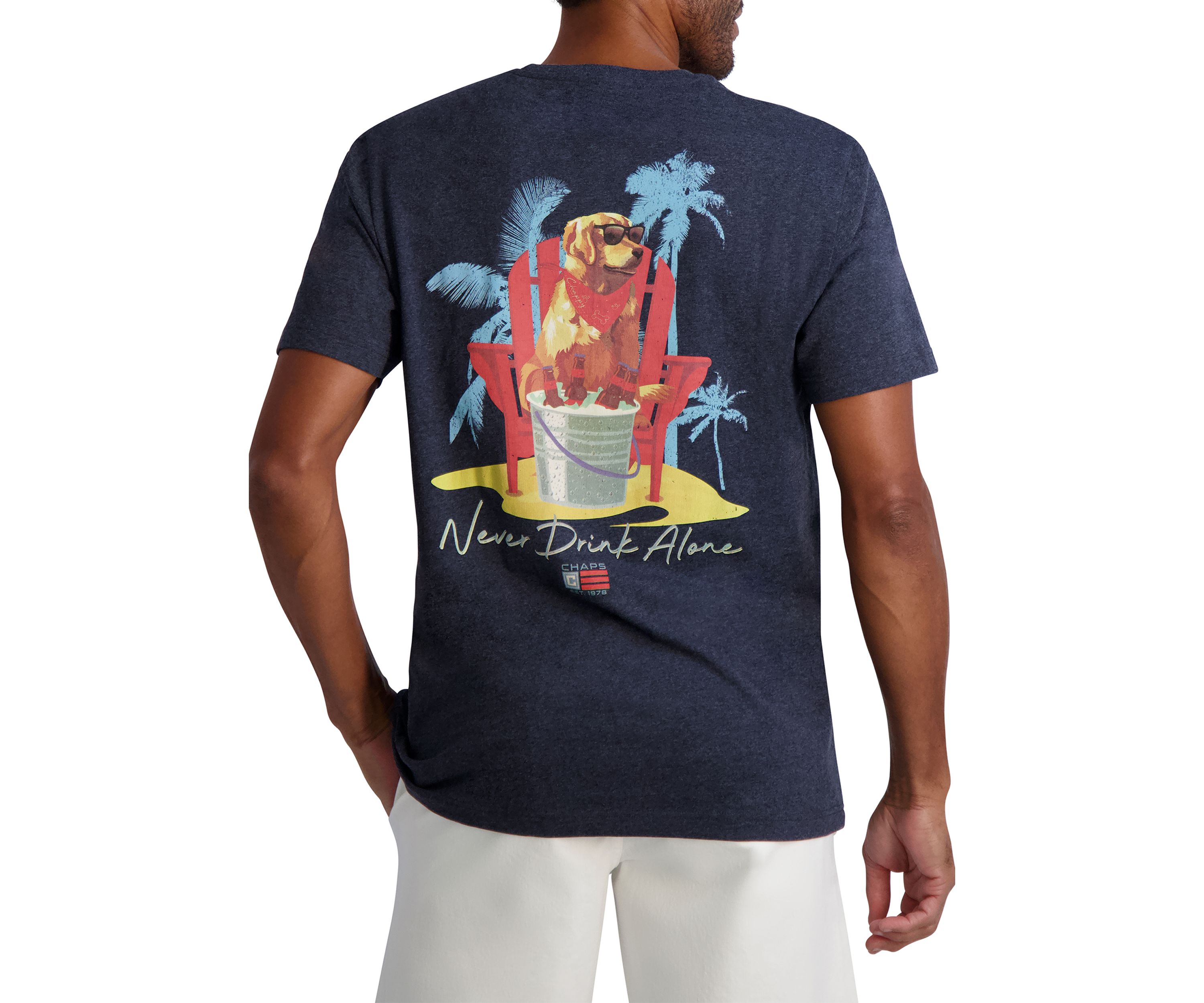 Short Sleeve Navy Dog Graphic T-Shirt