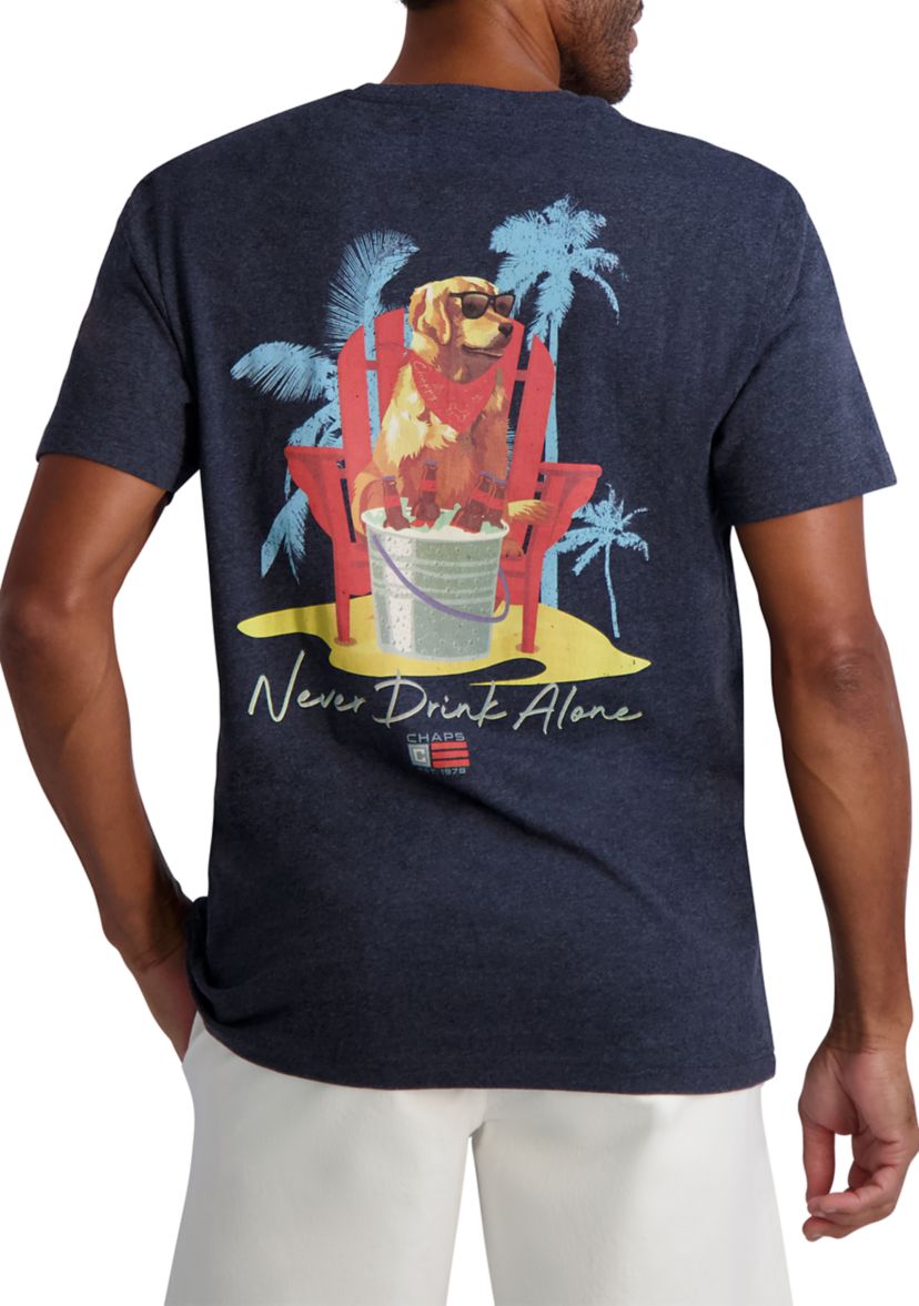 Short Sleeve Navy Dog Graphic T-Shirt