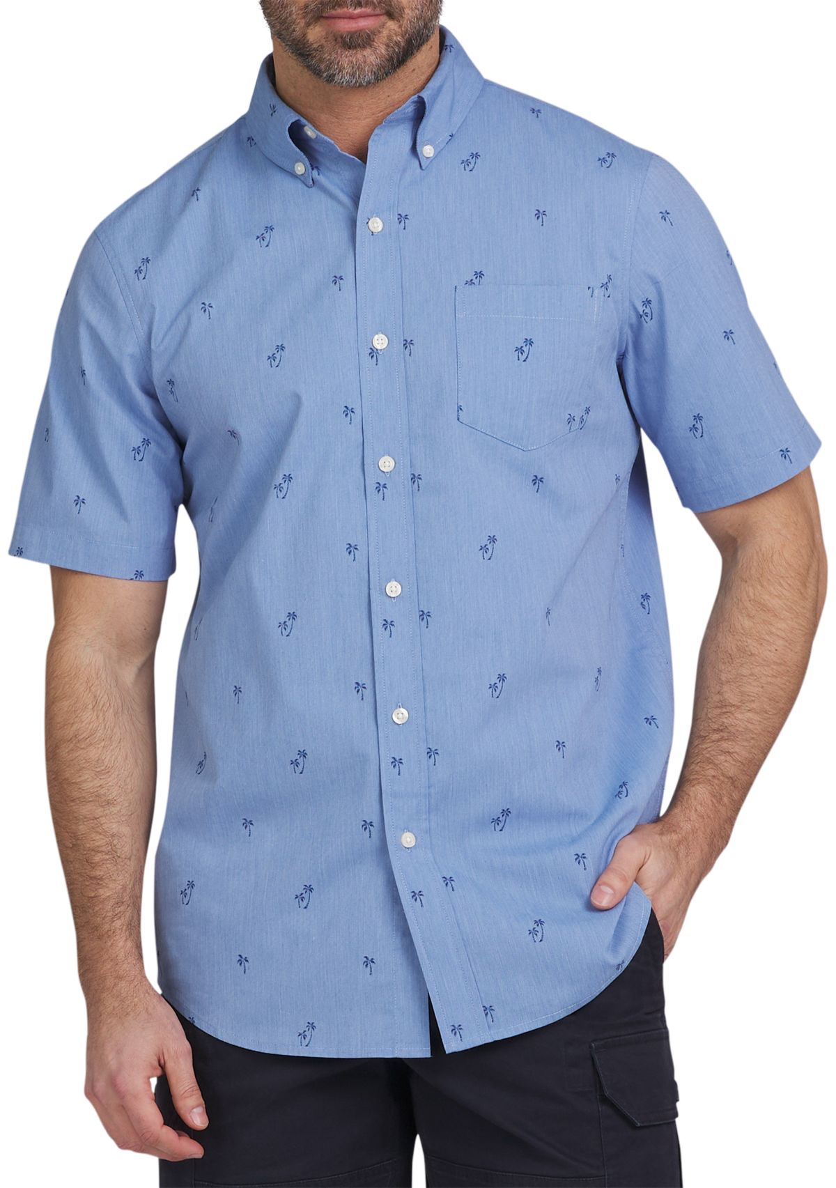 Big & Tall Short Sleeve Easy Care Printed Woven Shirt