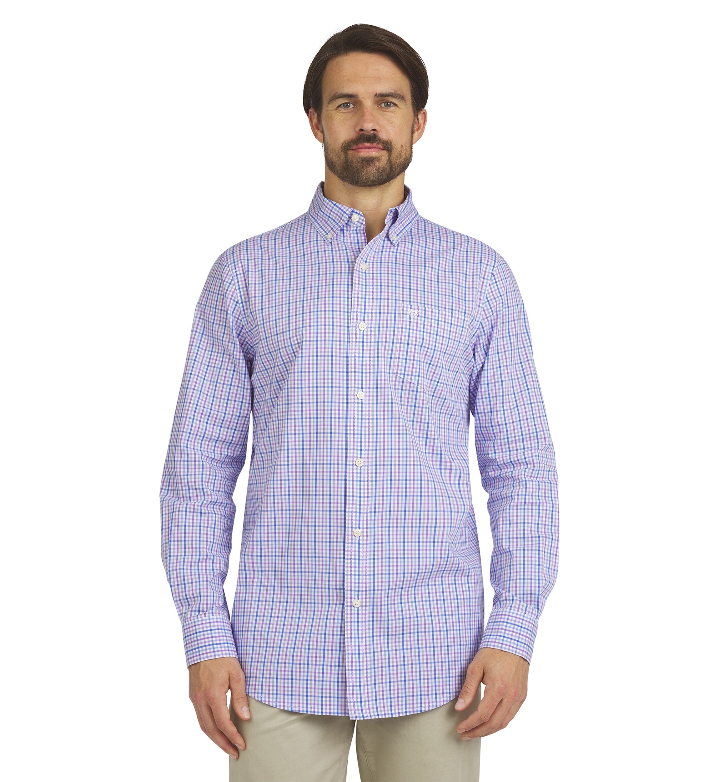 Mens Long Sleeve Plaid Poplin Shirt