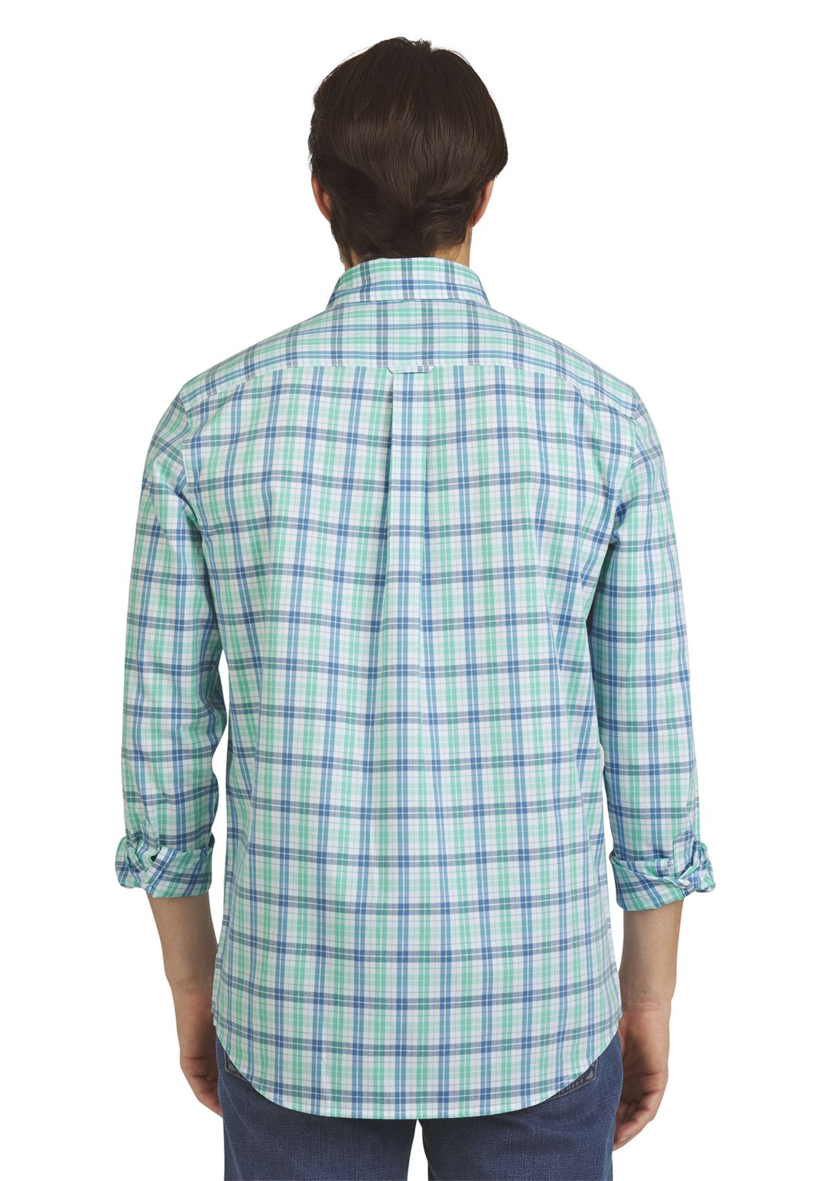 Mens Long Sleeve Plaid Poplin Shirt