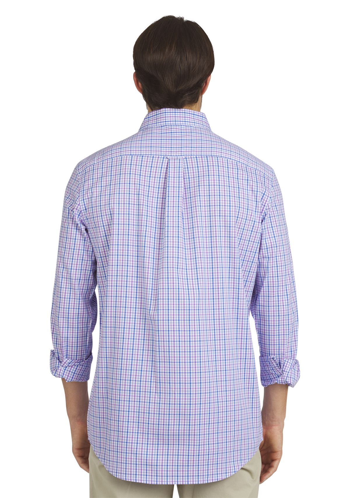 Mens Long Sleeve Plaid Poplin Shirt
