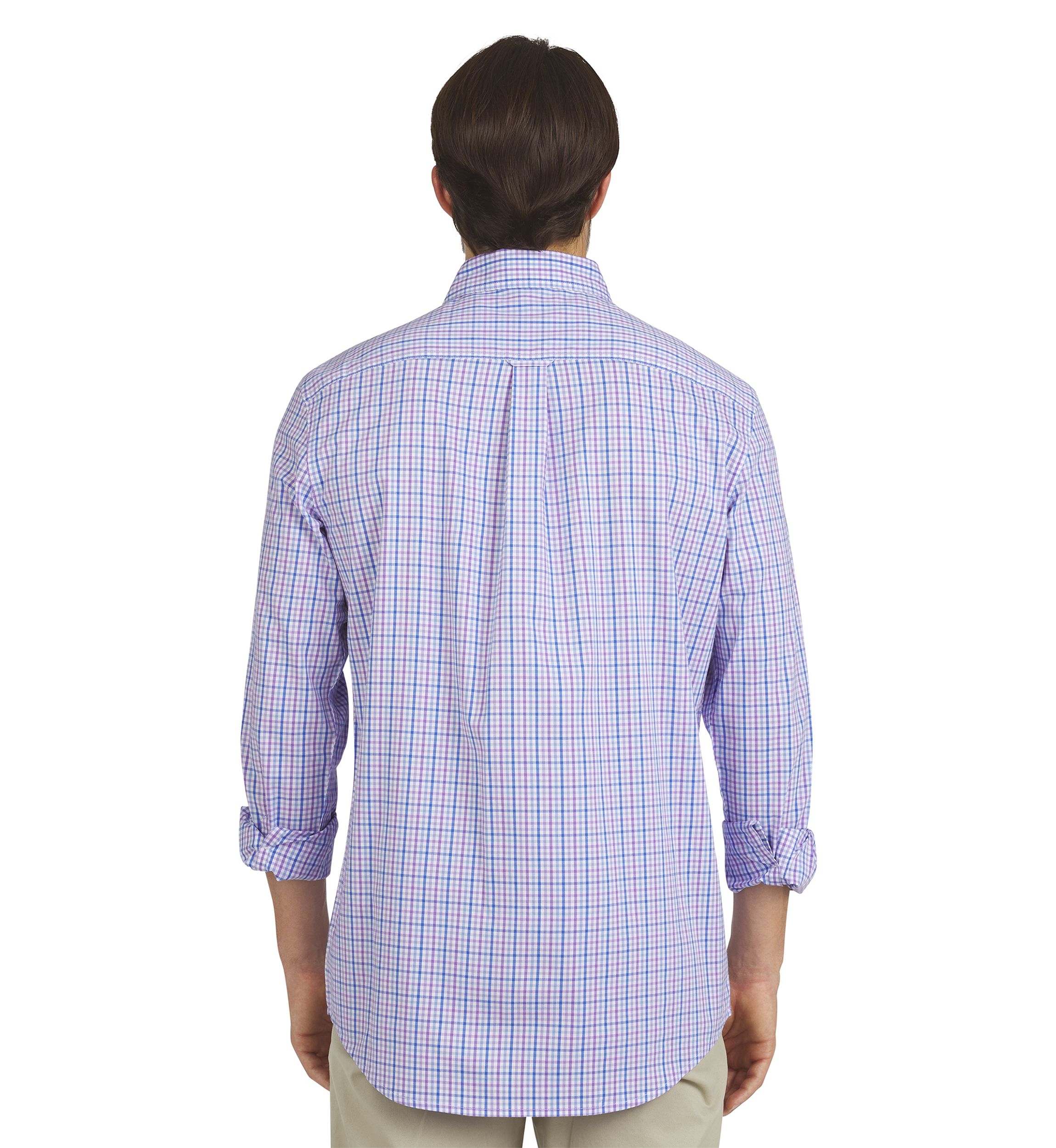 Mens Long Sleeve Plaid Poplin Shirt