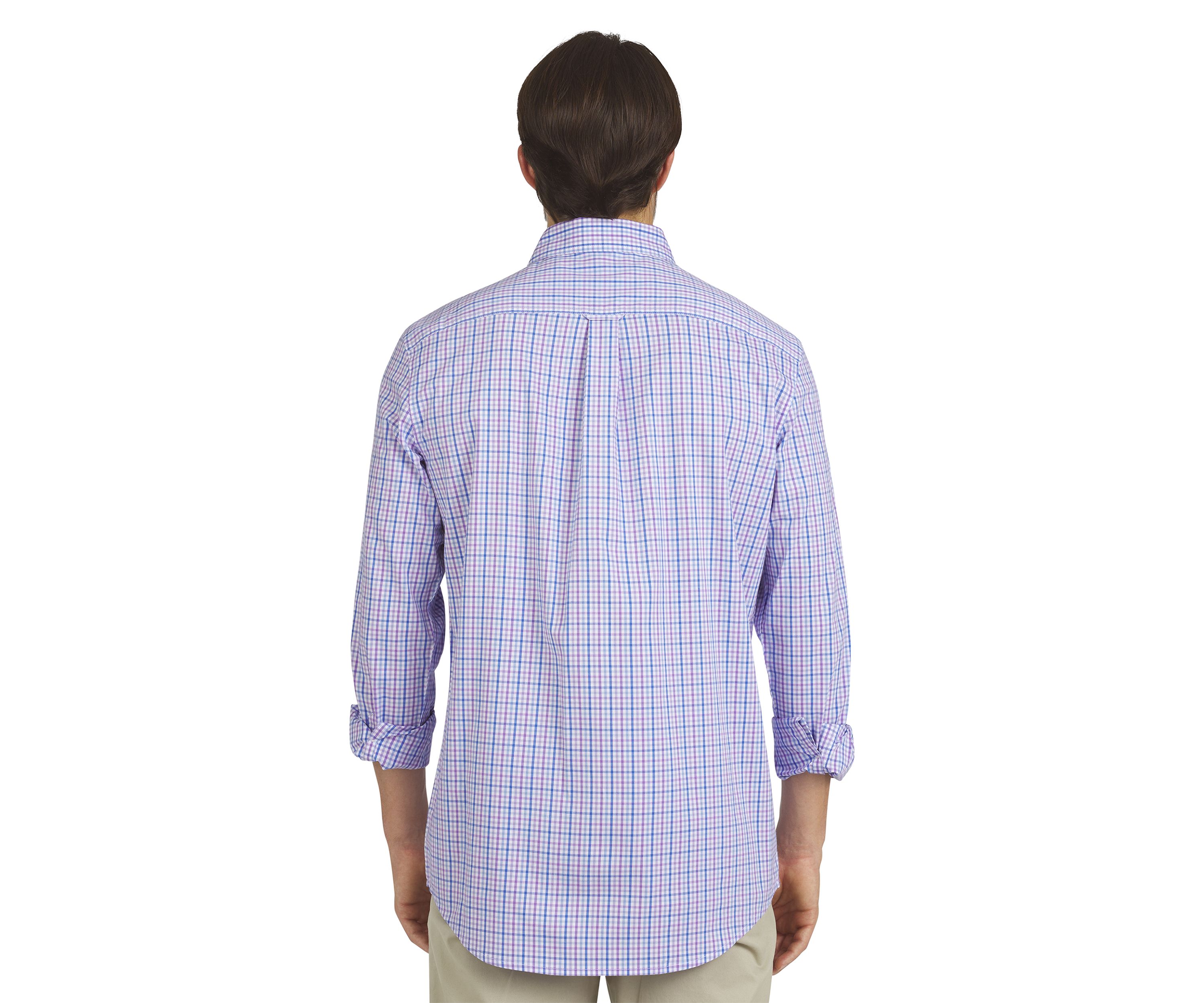 Mens Long Sleeve Plaid Poplin Shirt