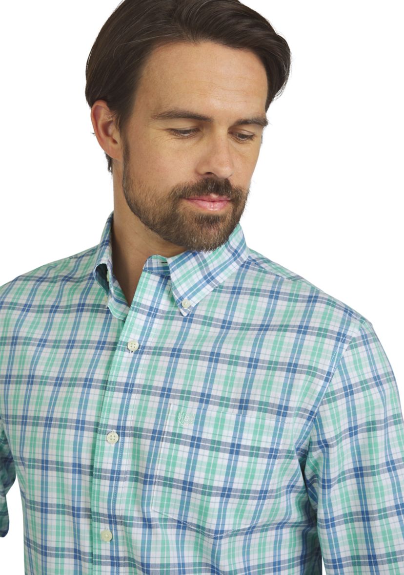 Mens Long Sleeve Plaid Poplin Shirt