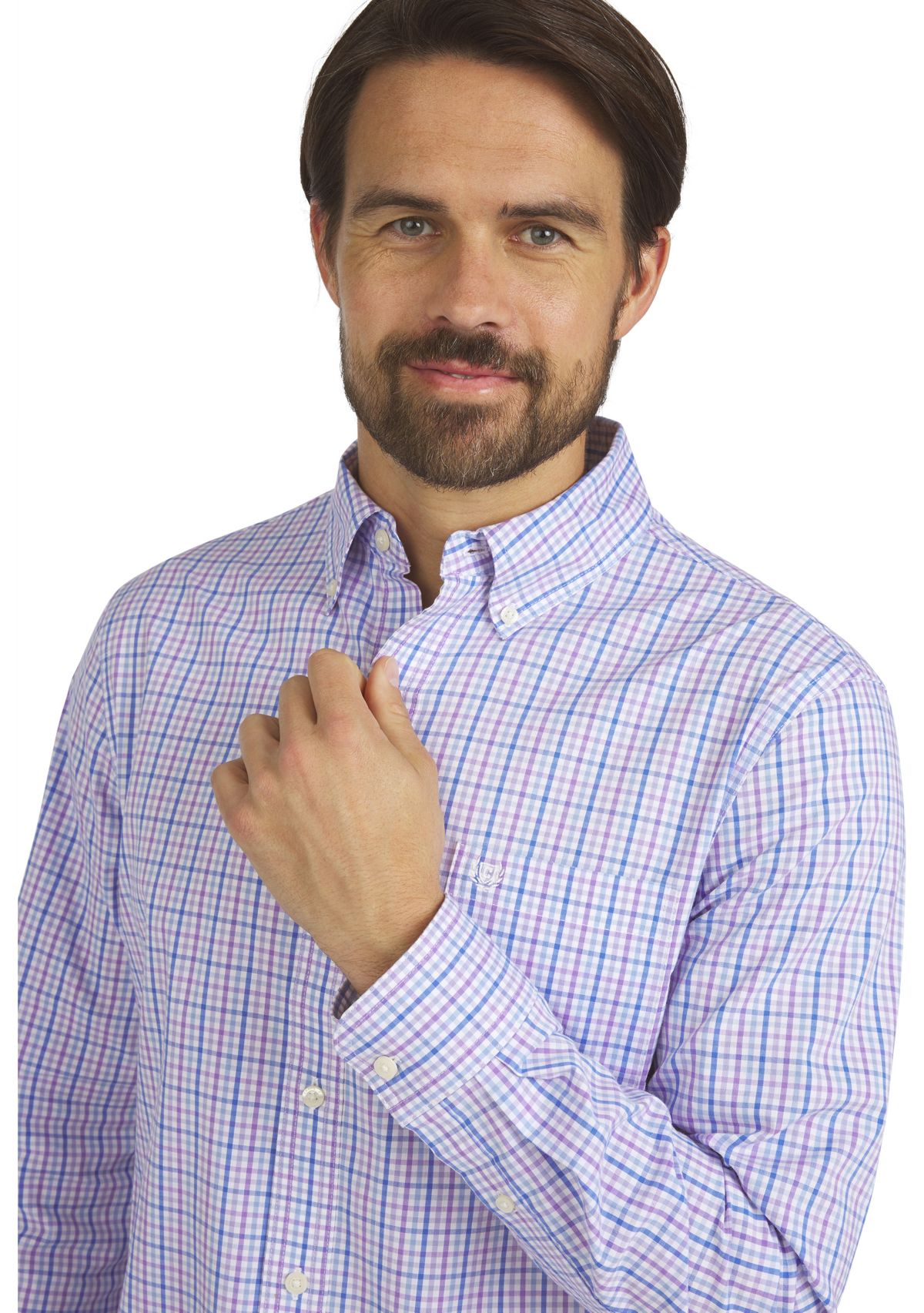 Mens Long Sleeve Plaid Poplin Shirt