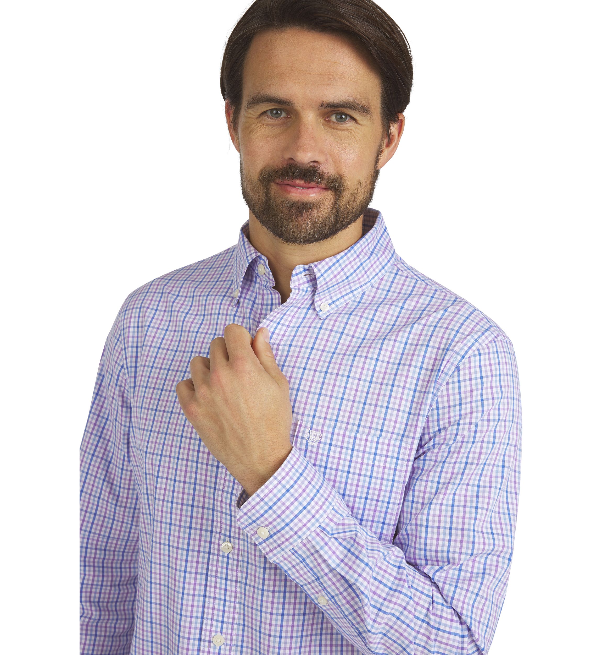 Mens Long Sleeve Plaid Poplin Shirt