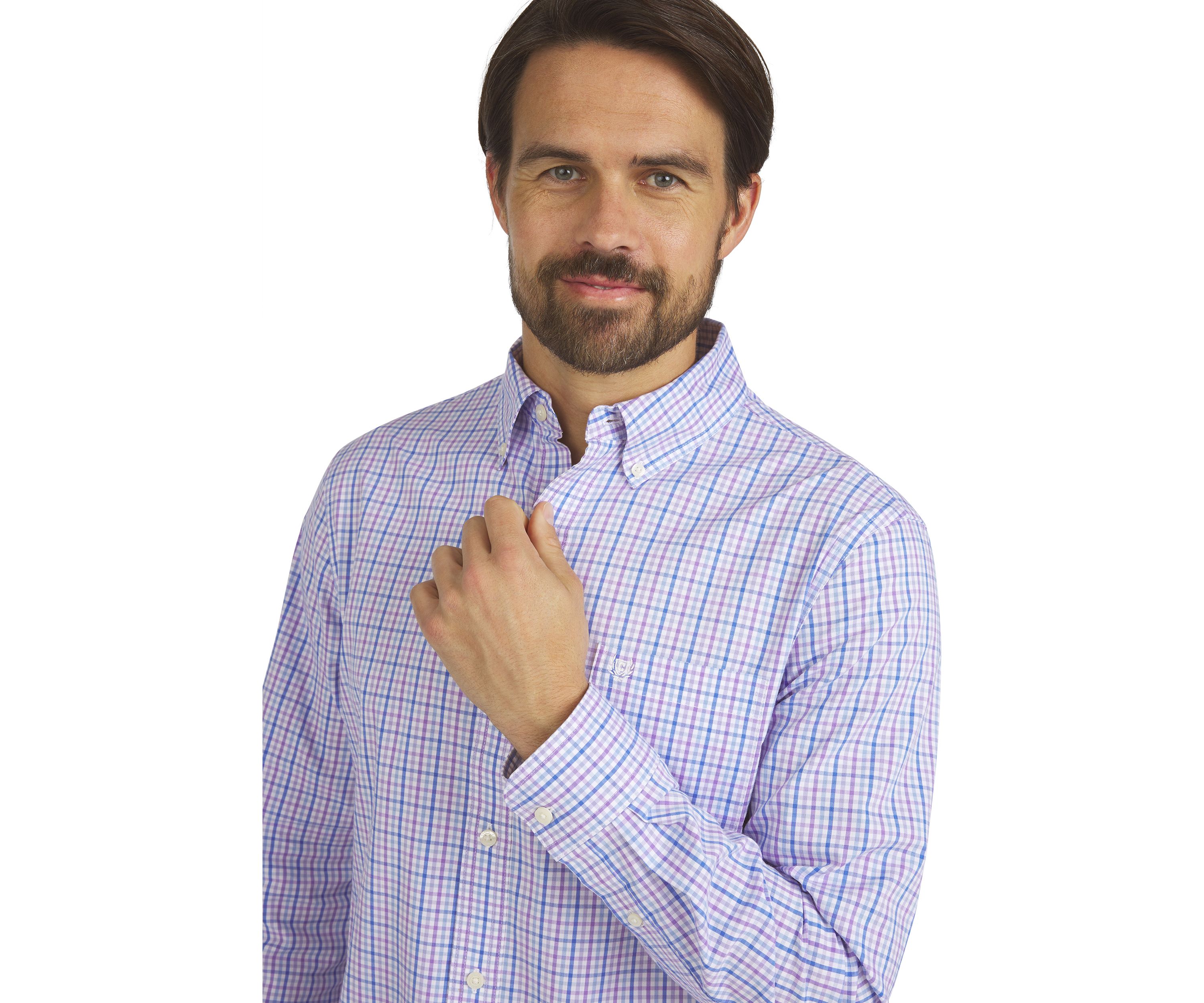 Mens Long Sleeve Plaid Poplin Shirt