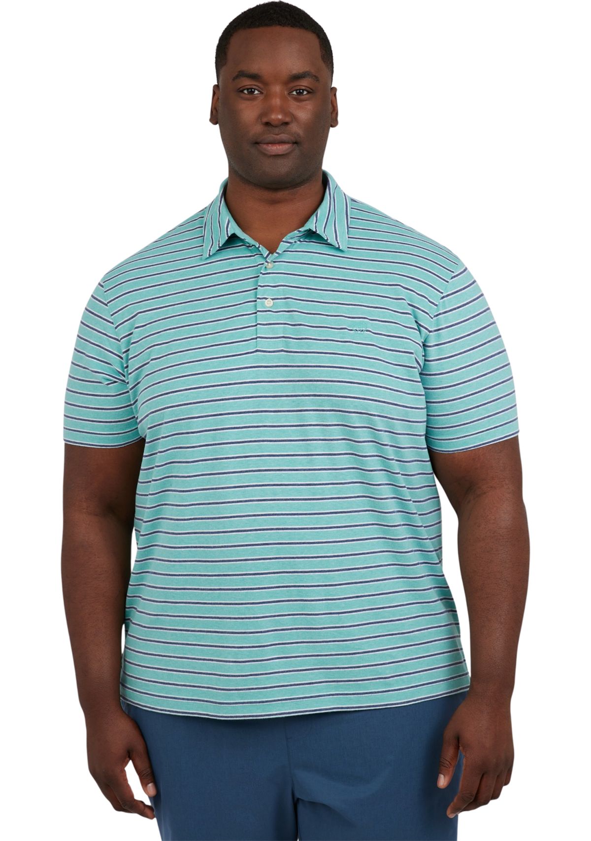 Big & Tall Short Sleeve Slub Button Front Polo Shirt 