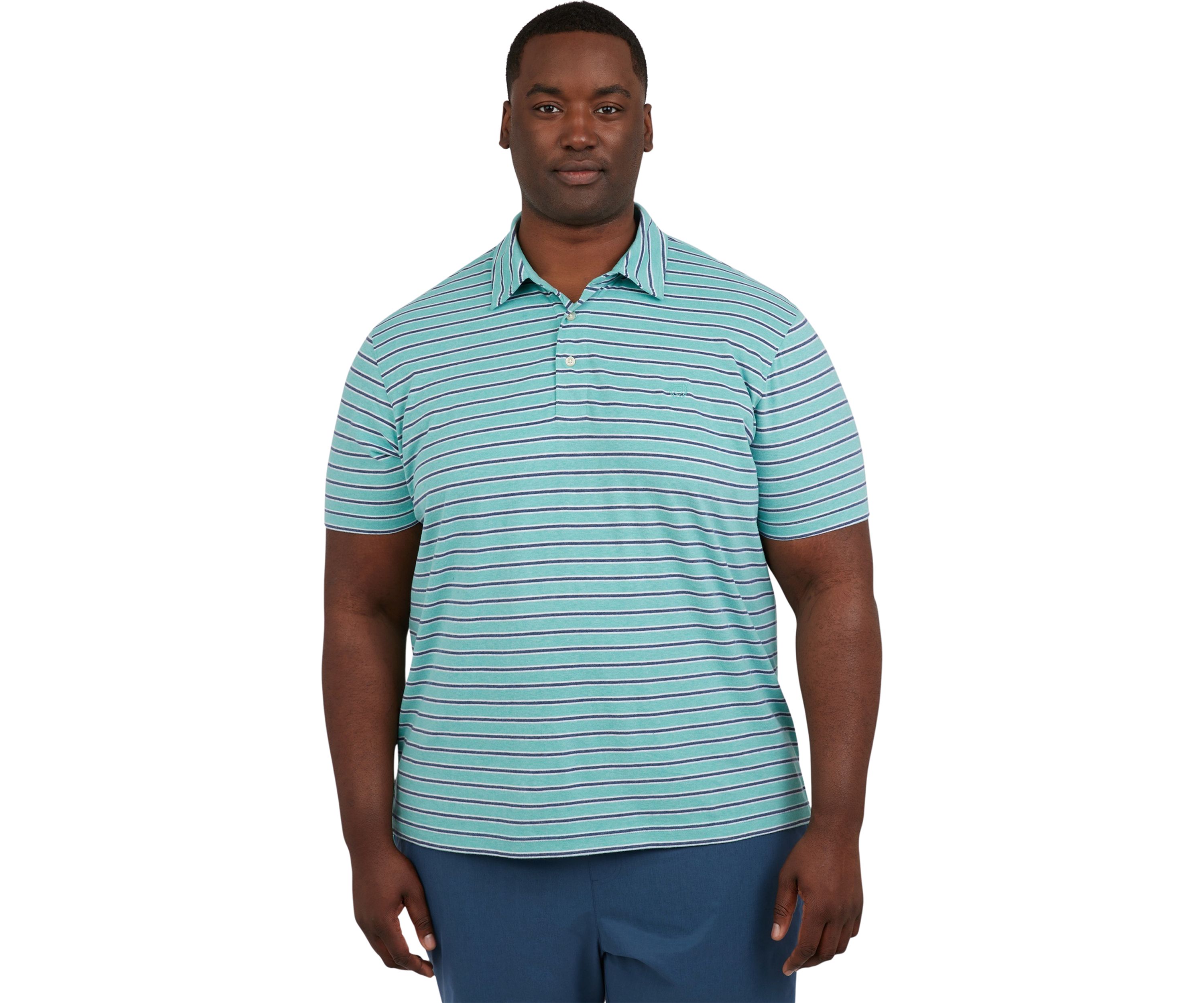 Big & Tall Short Sleeve Slub Button Front Polo Shirt 