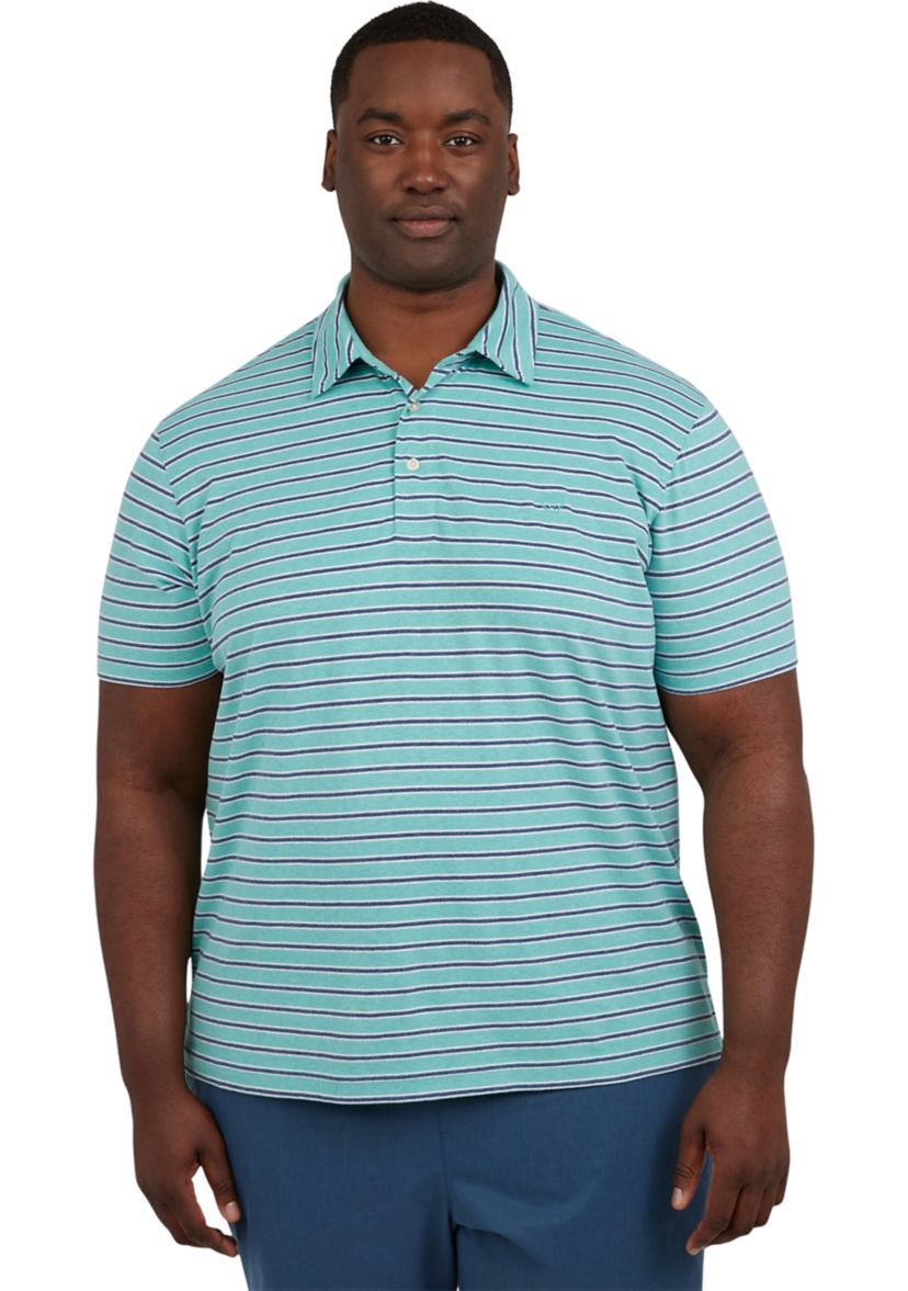 Big & Tall Short Sleeve Slub Button Front Polo Shirt 
