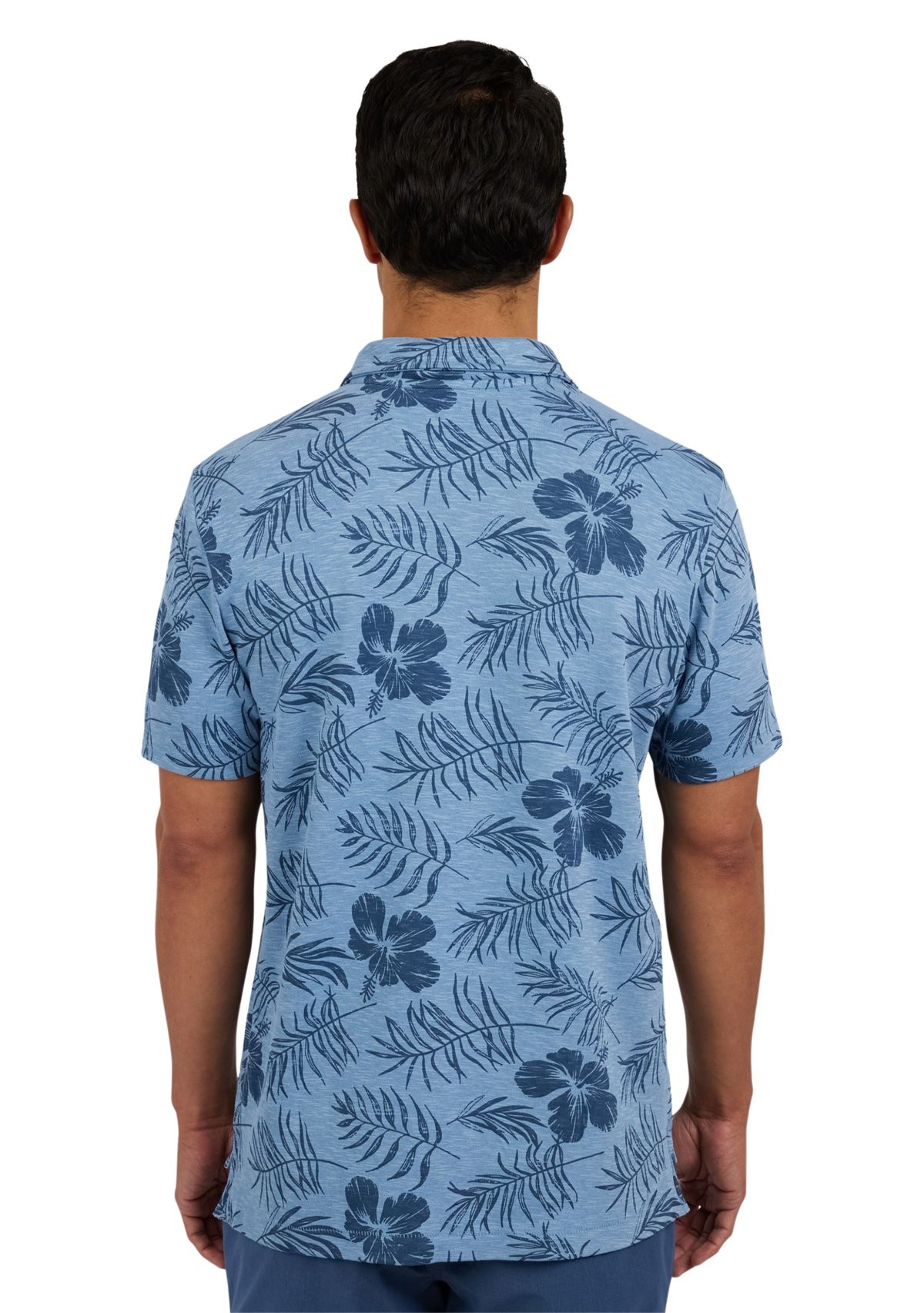 Short Sleeve Tropical Print Polo Shirt 