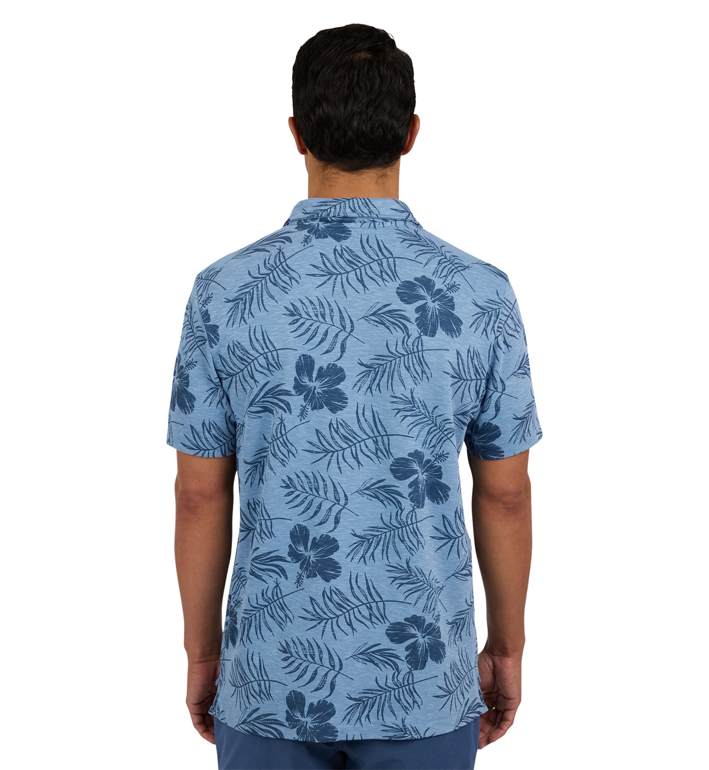 Short Sleeve Tropical Print Polo Shirt 