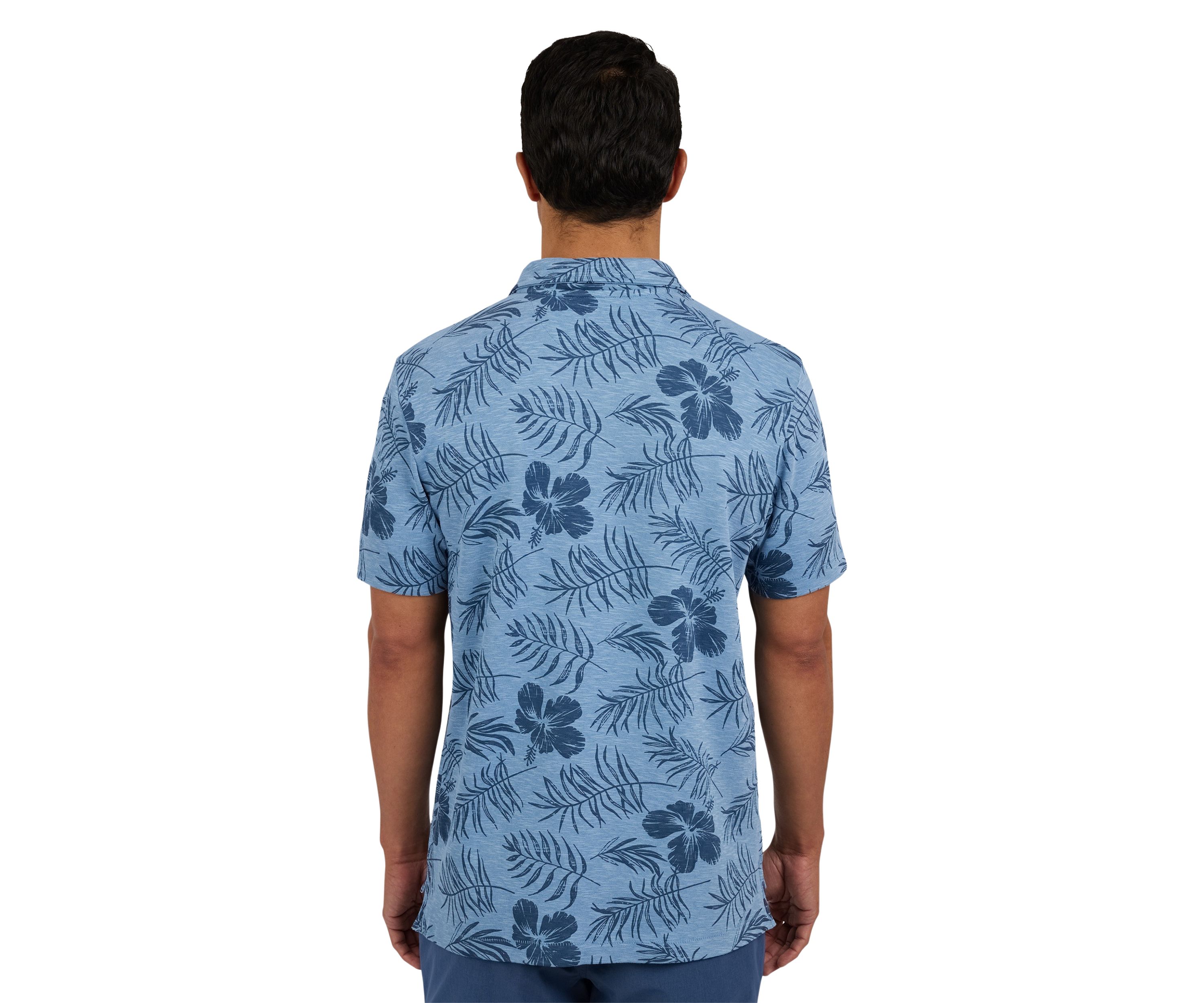 Short Sleeve Tropical Print Polo Shirt 