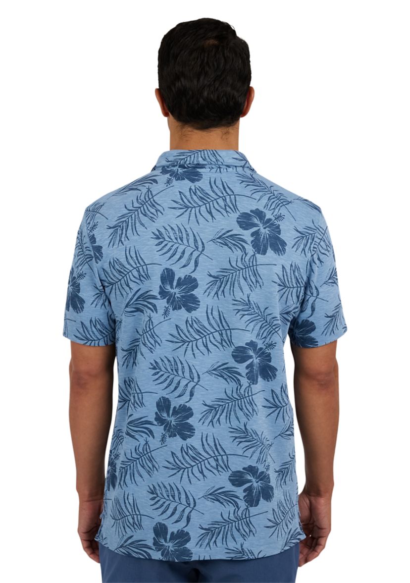 Short Sleeve Tropical Print Polo Shirt 