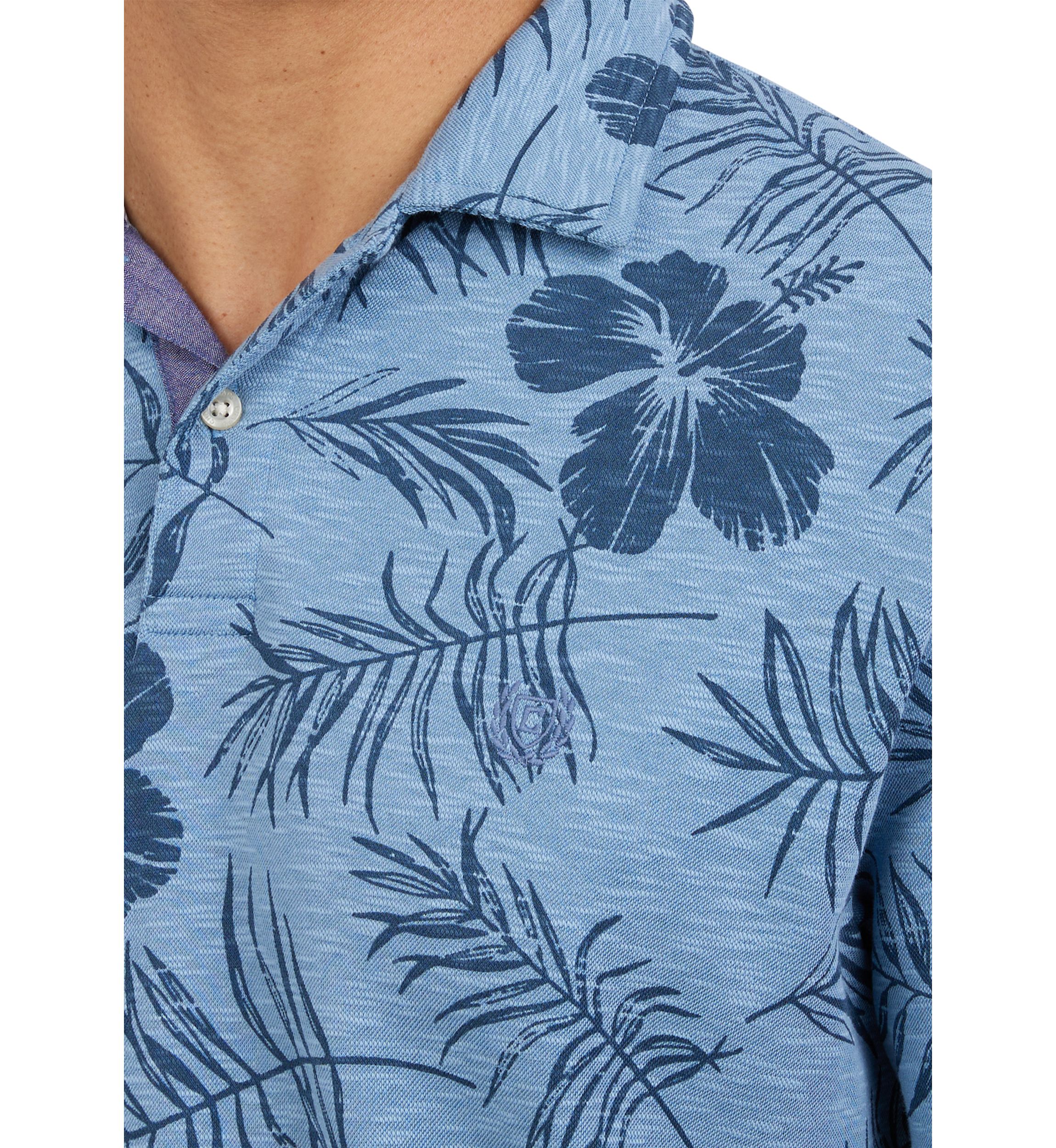 Short Sleeve Tropical Print Polo Shirt 