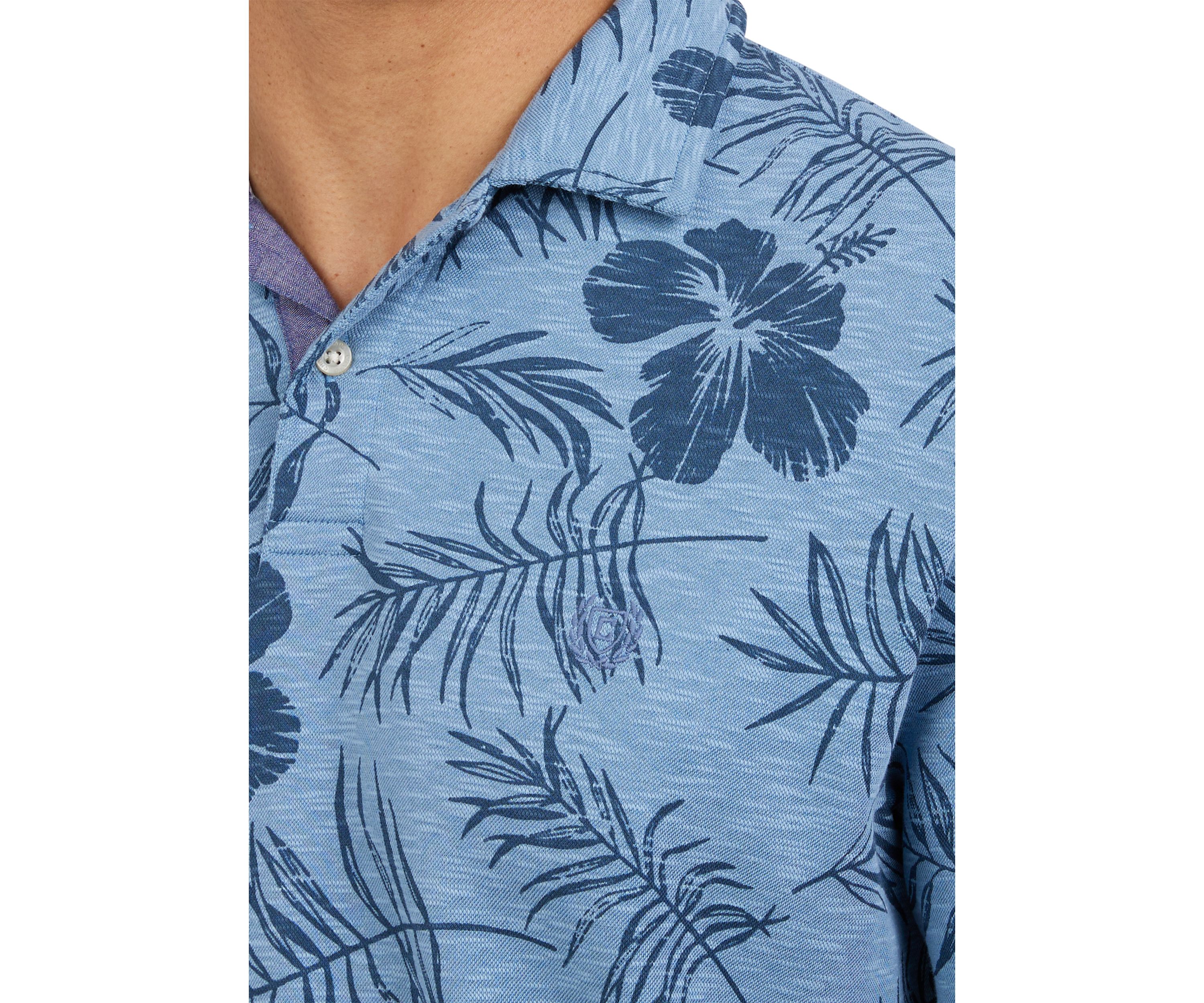 Short Sleeve Tropical Print Polo Shirt 