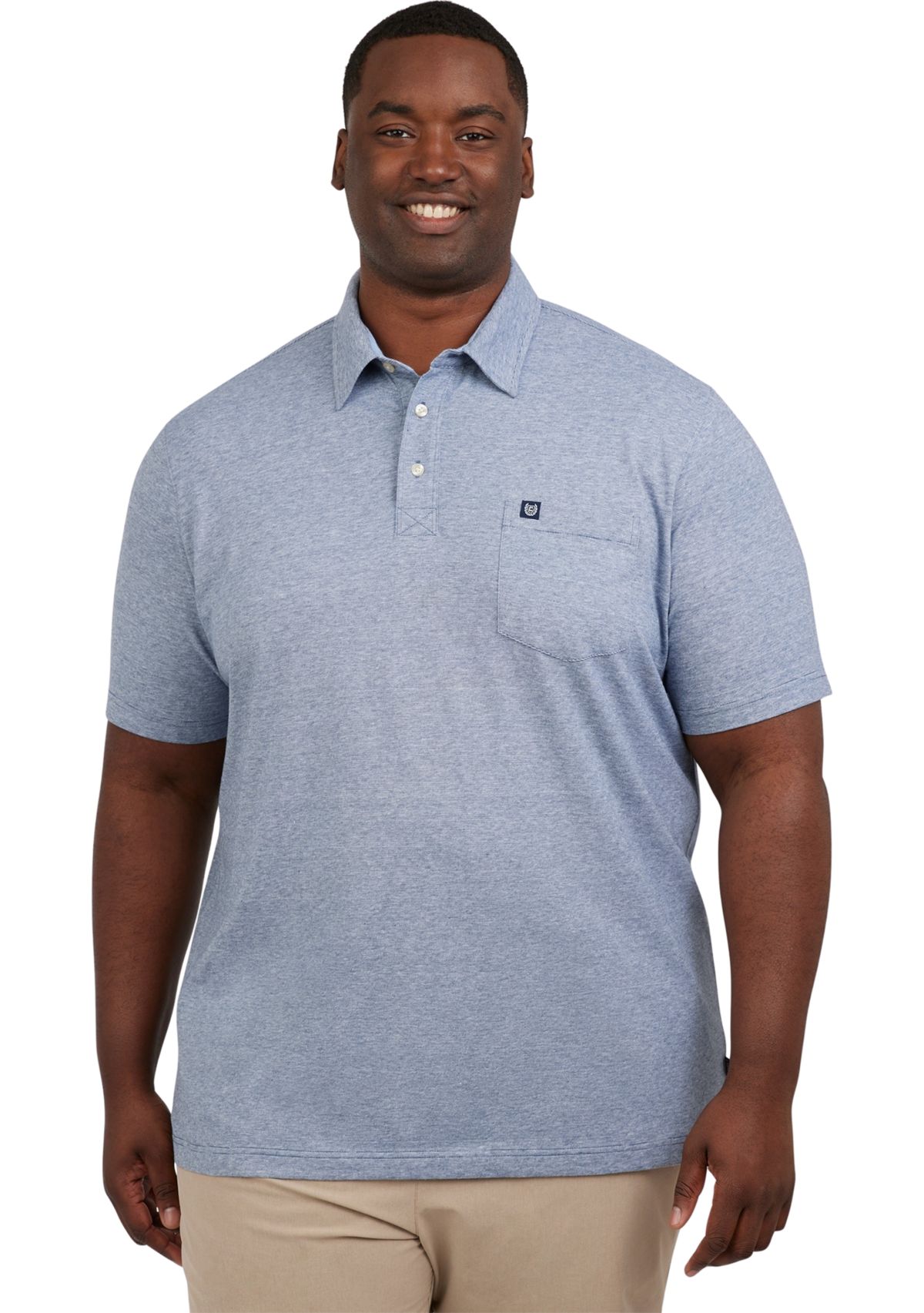 Big & Tall Short Sleeve Slub Button Front Shirt