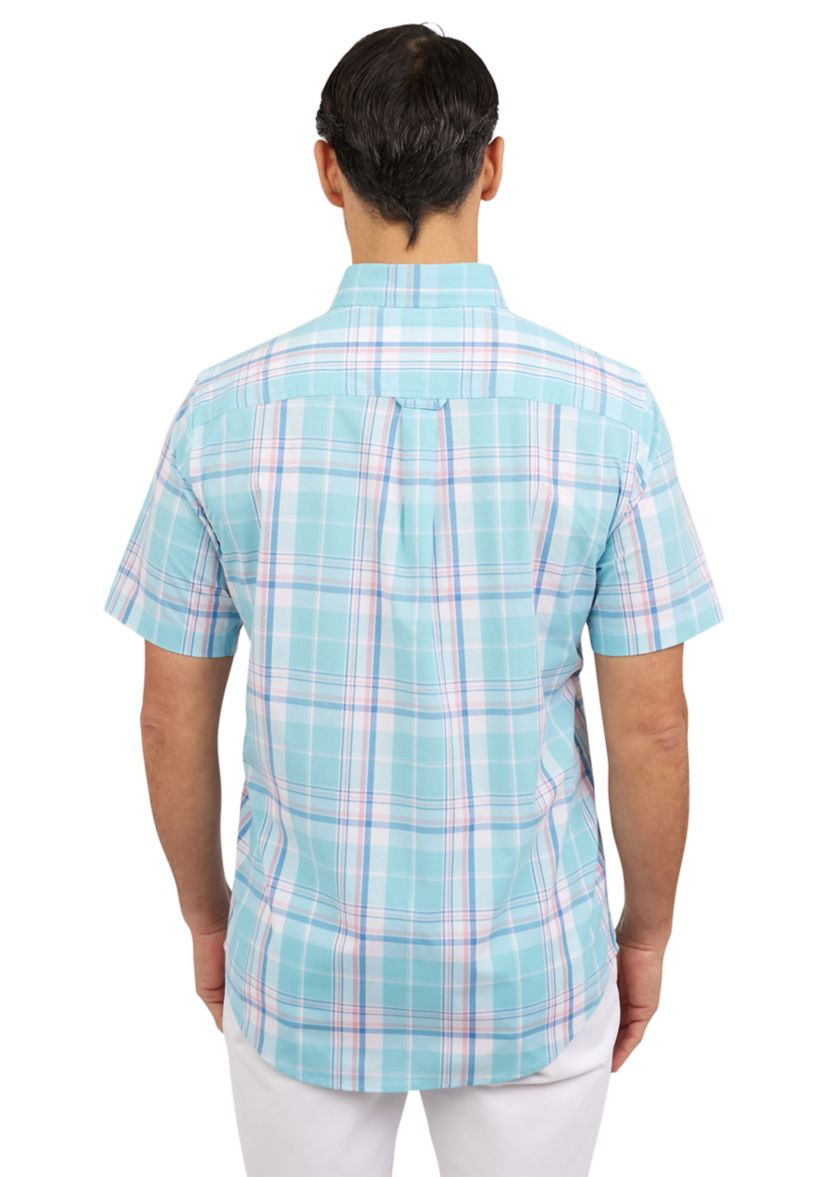 Short Sleeve Plaid Stretch Poplin Shirt 