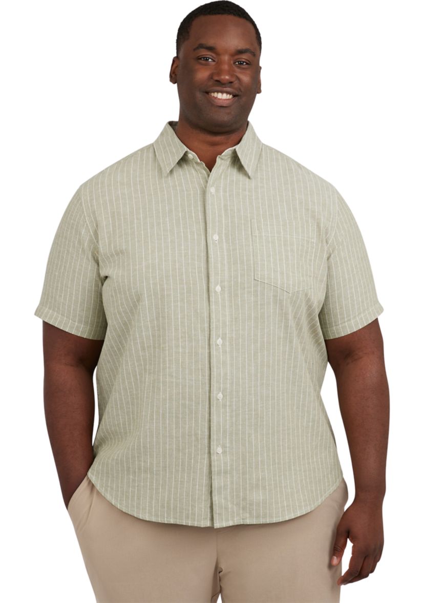 Short Sleeve Yarn Dyed Linen Shirt