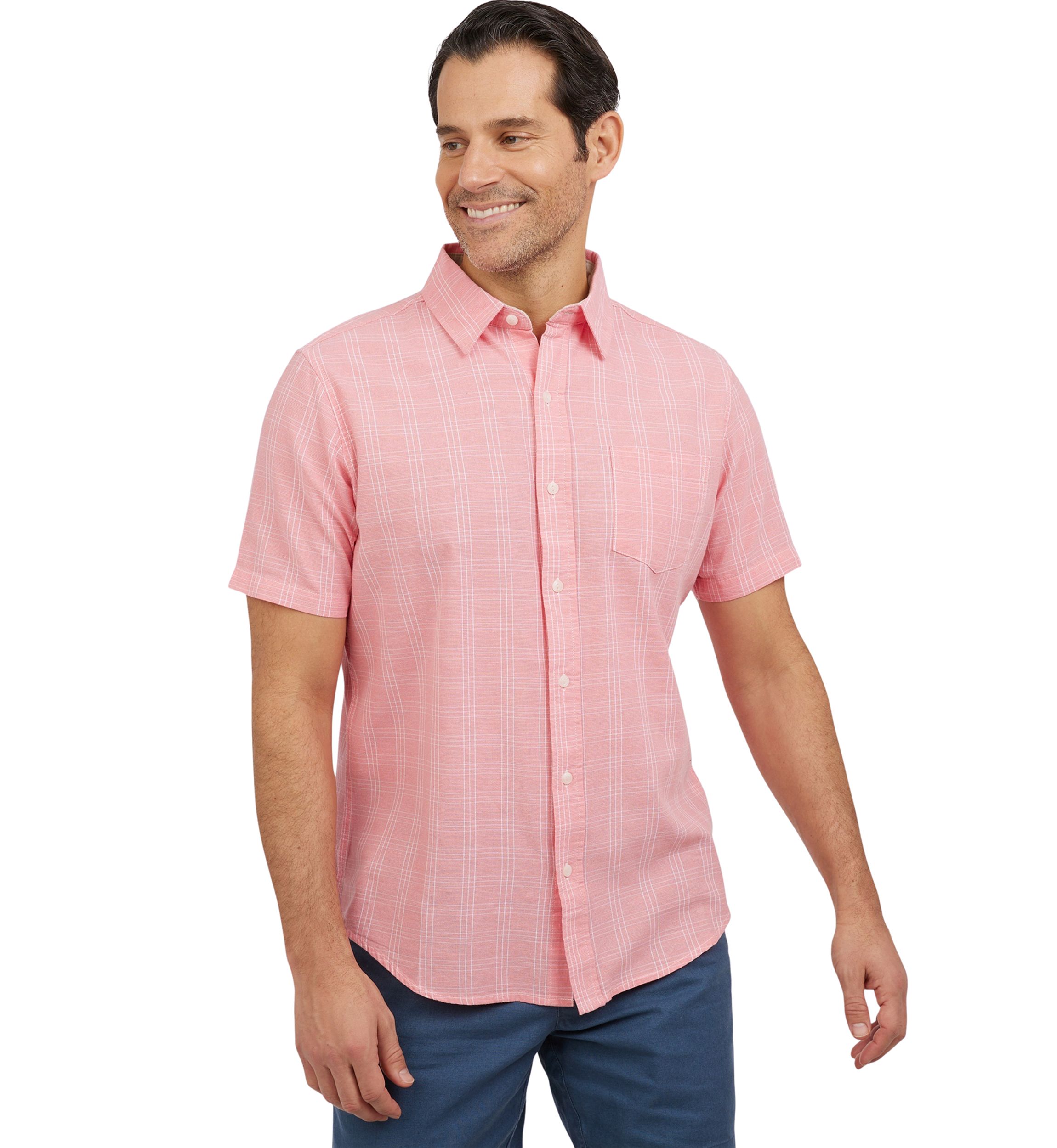 Short Sleeve Yarn Dyed Cotton Slub Shirt