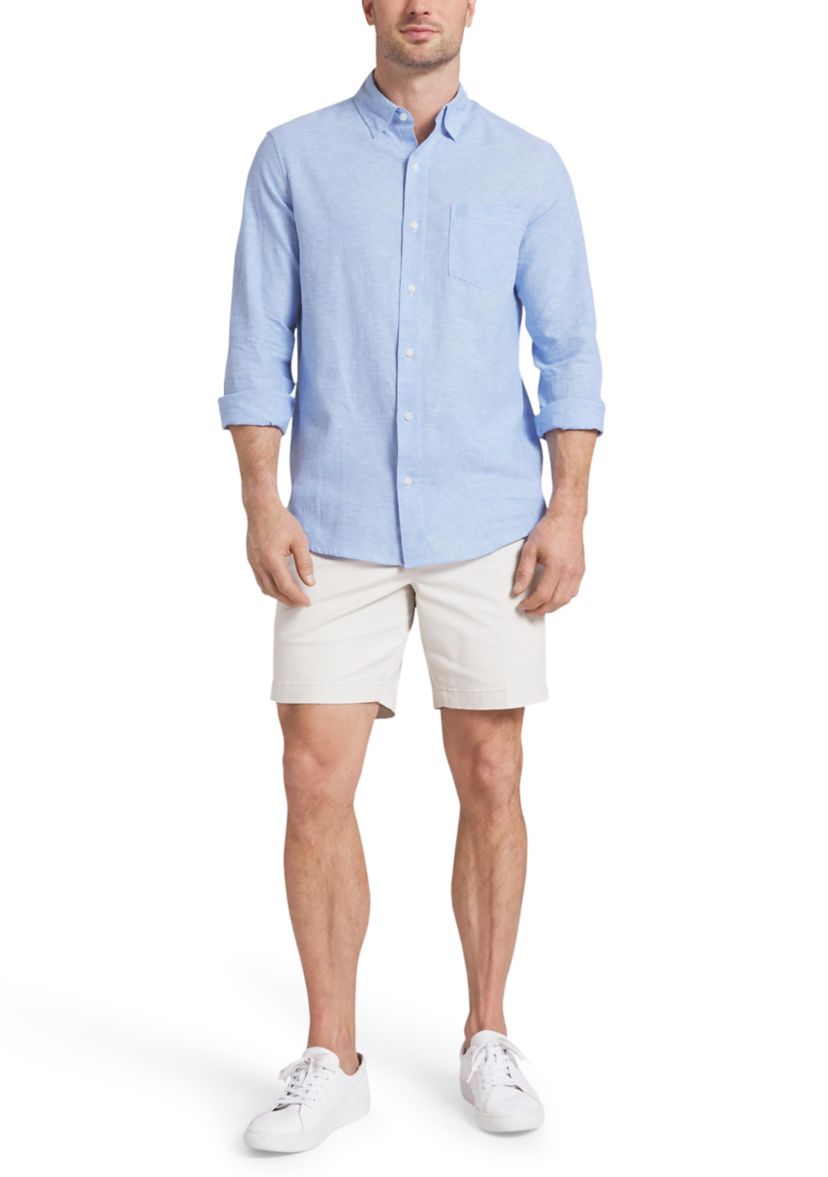 chinese dress ladies Men's Corsica Utility Long Sleeve Linen Shirts – Pier St Barth main image 0