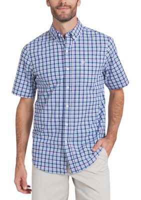 Chaps Men's Short Sleeve Poplin Plaid Shirt | Belk