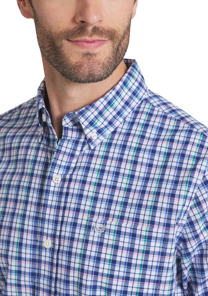 Chaps Men's Short Sleeve Poplin Plaid Shirt | Belk