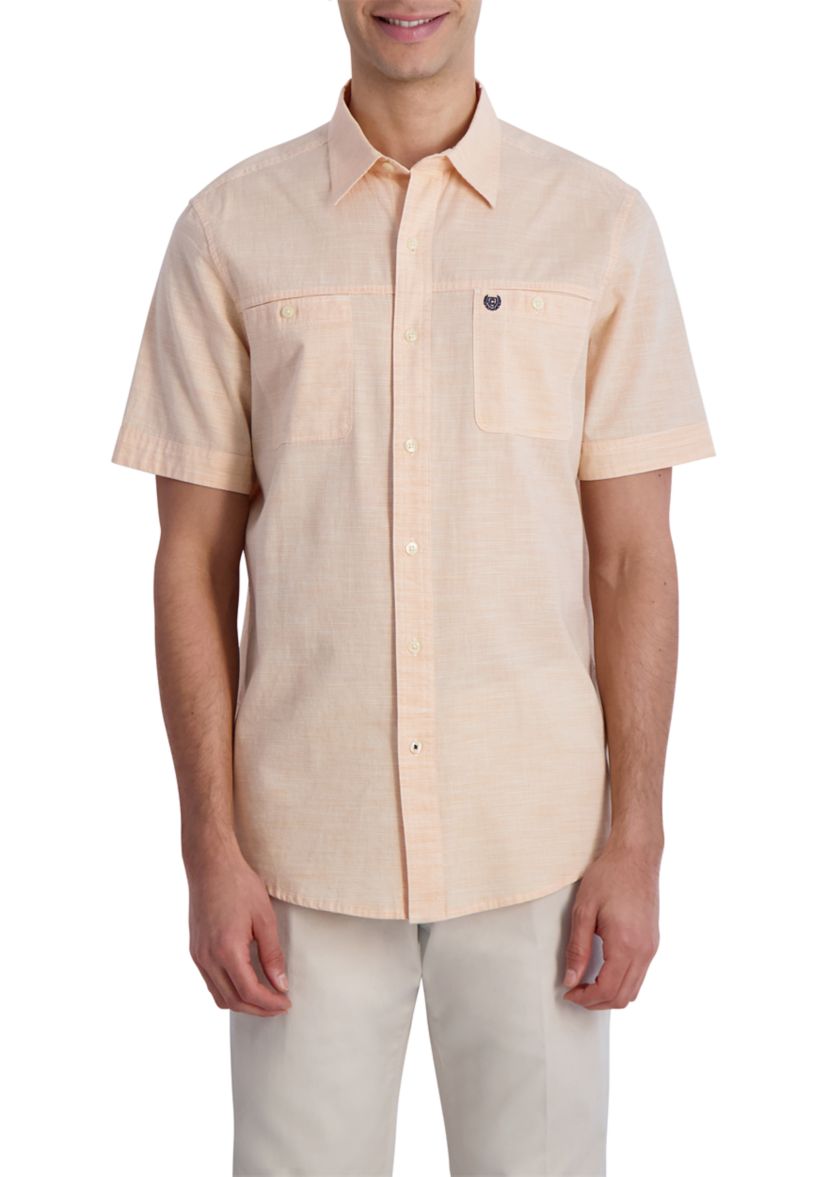 Big & Tall Short Sleeve Coastland Wash Slub Woven Shirt