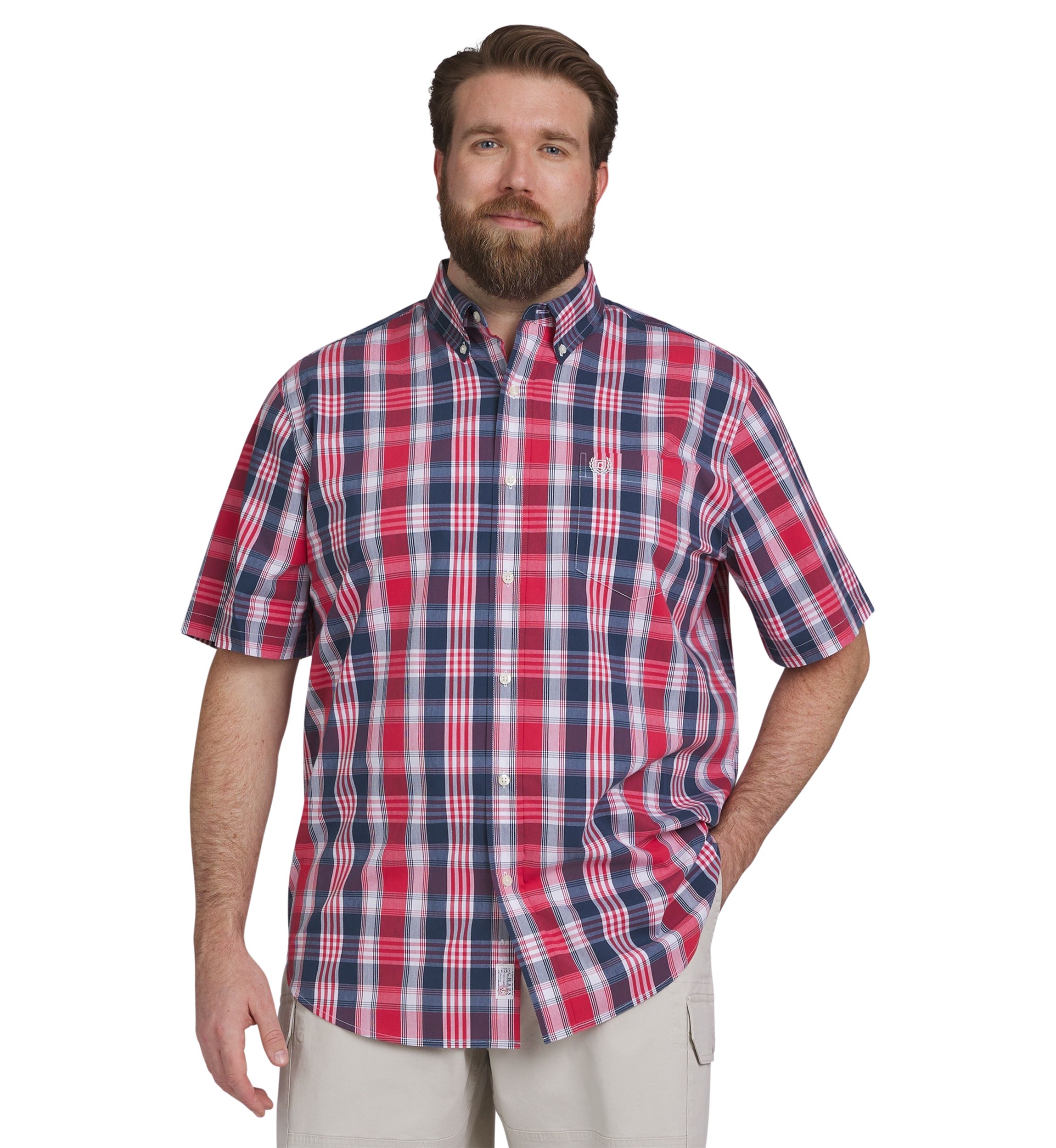 Big & Tall Easy Care Plaid Printed Woven Americana Shirt