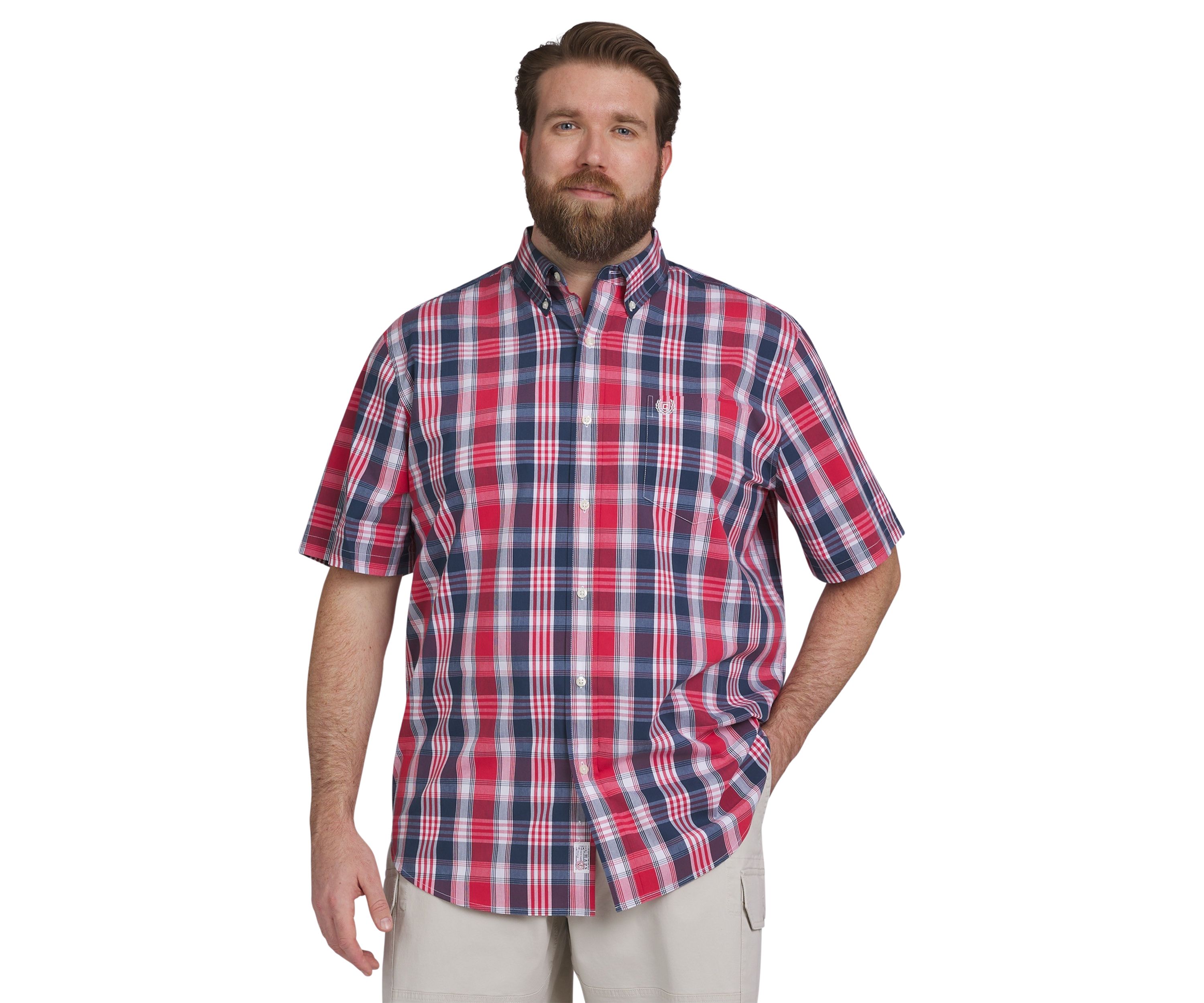 Big & Tall Easy Care Plaid Printed Woven Americana Shirt