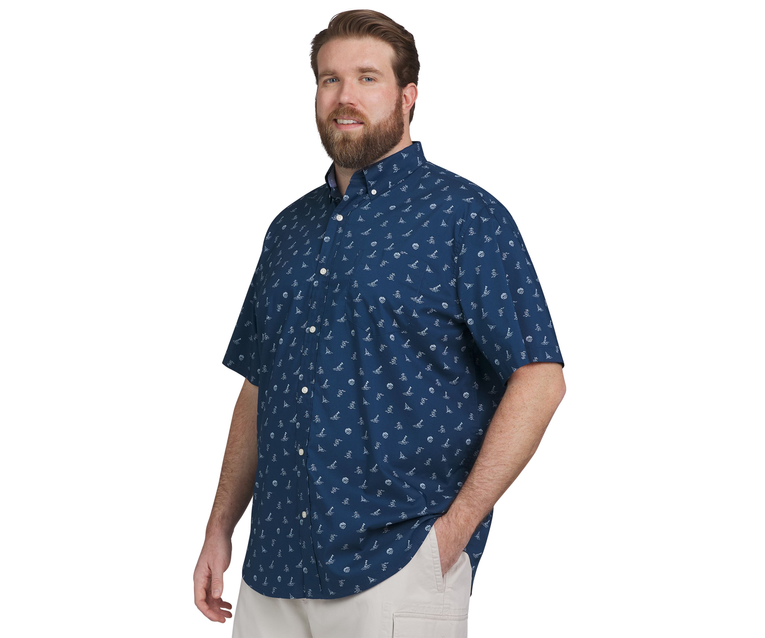 Big & Tall Short Sleeve Poplin Print Woven Shirt