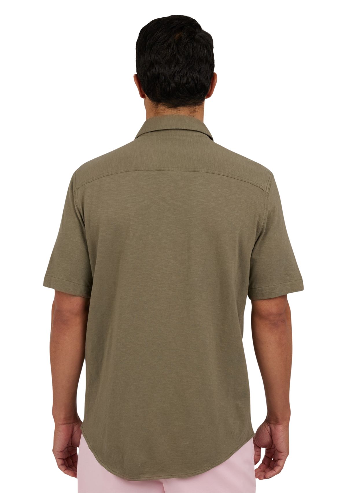 Short Sleeve Slub Button Front Shirt 