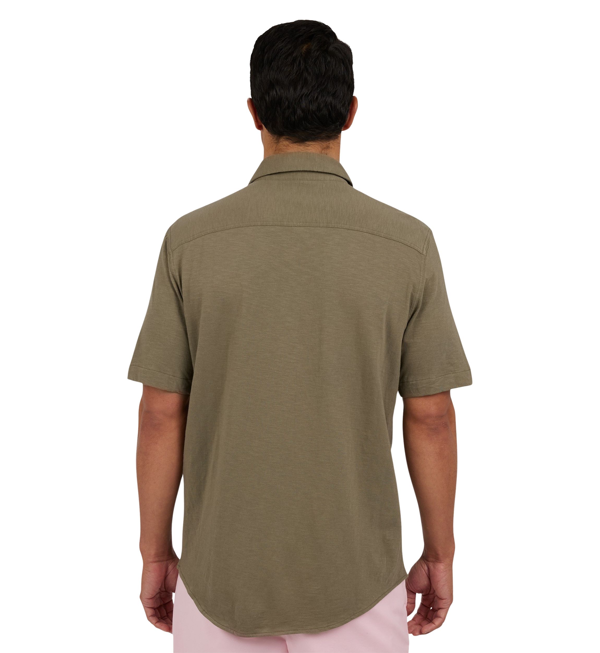 Short Sleeve Slub Button Front Shirt 