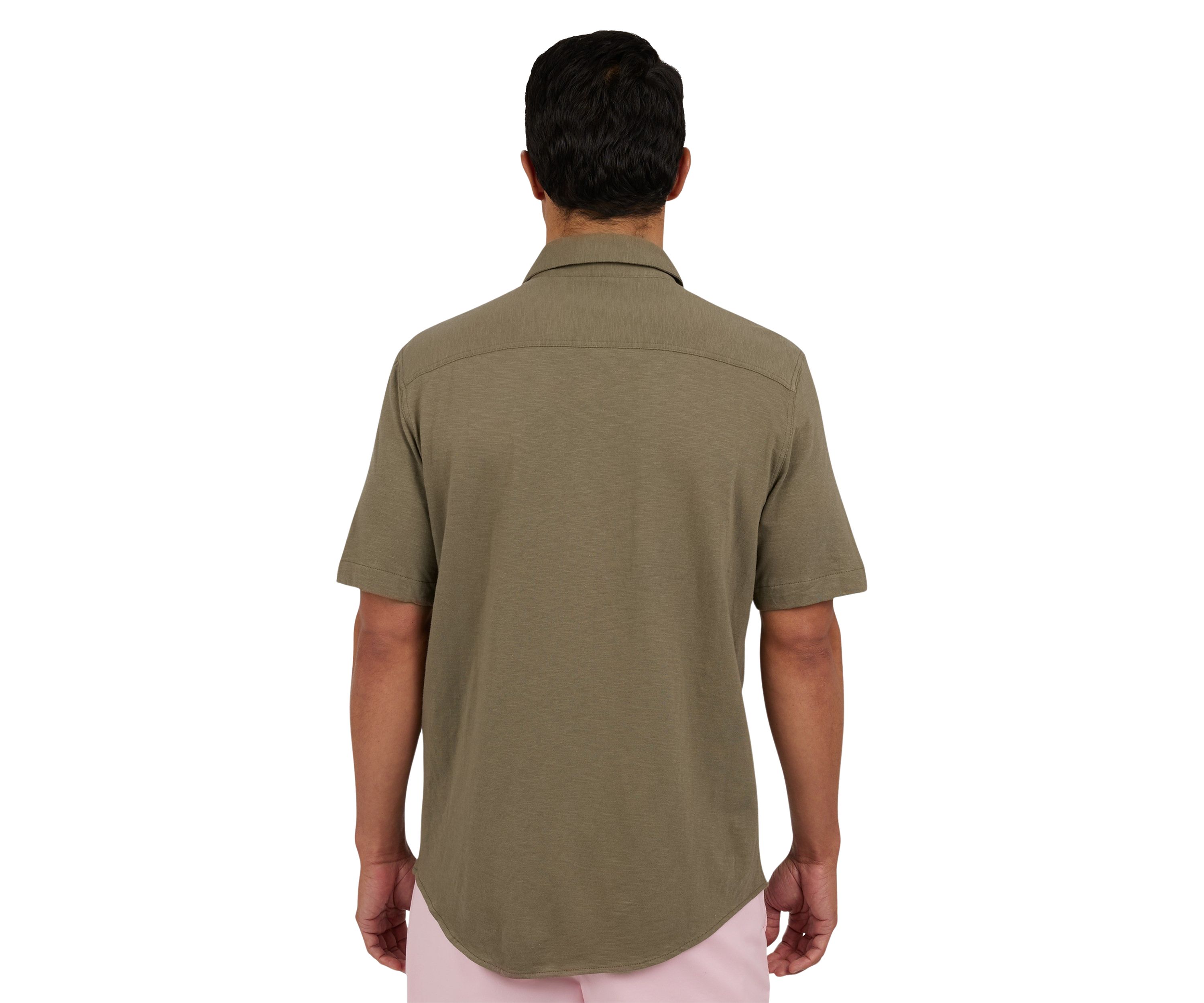 Short Sleeve Slub Button Front Shirt 
