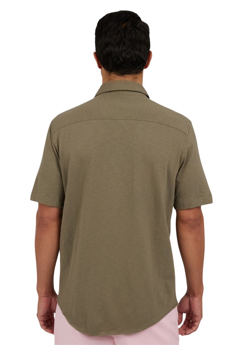 Short Sleeve Slub Button Front Shirt 