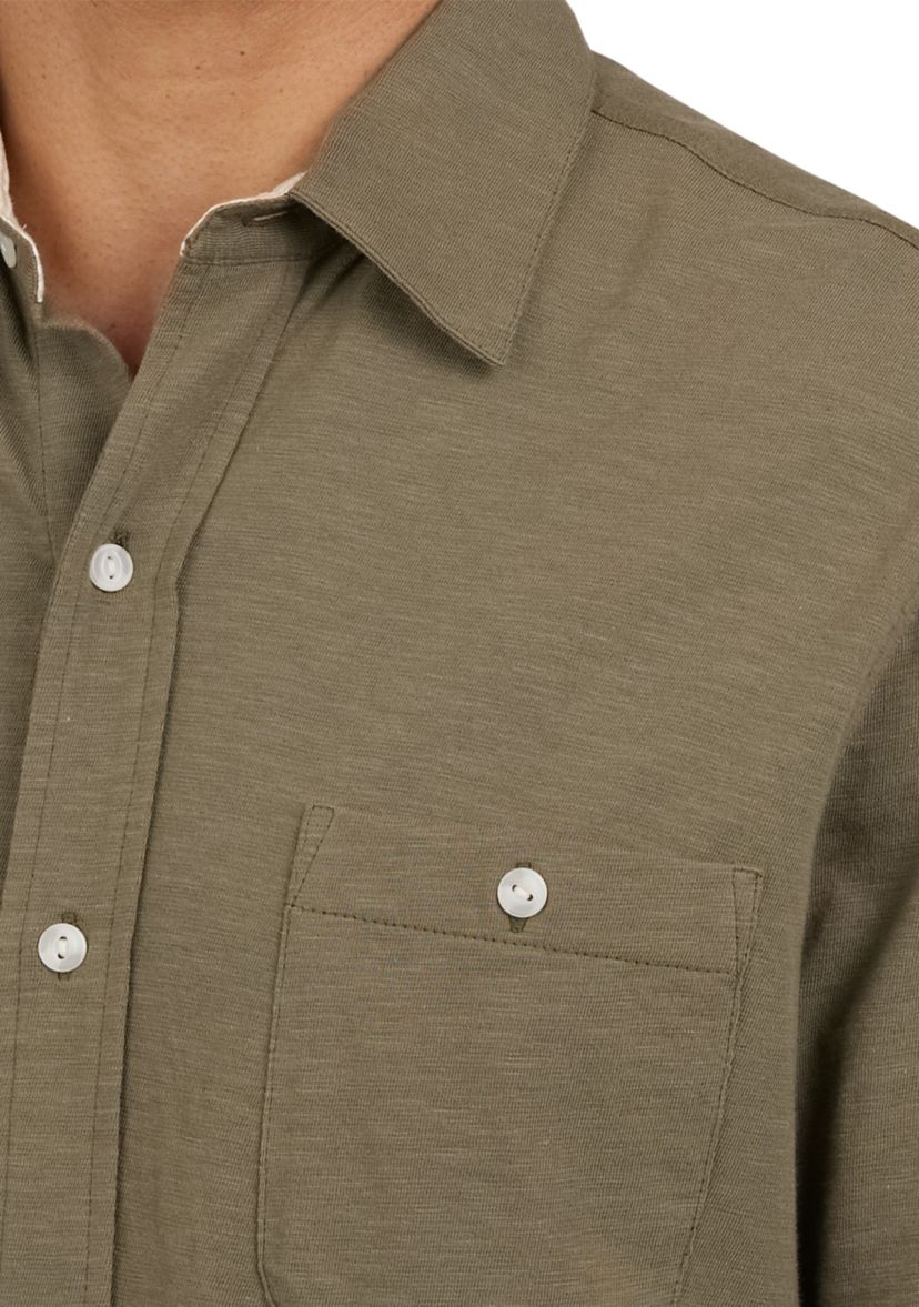 Short Sleeve Slub Button Front Shirt 