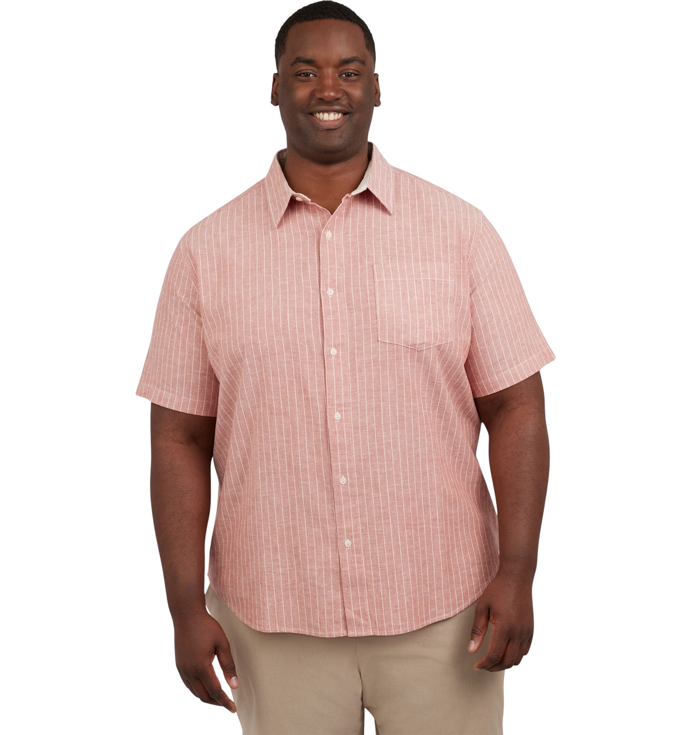 Big & Tall Stripe Linen Blend Woven Shirt 