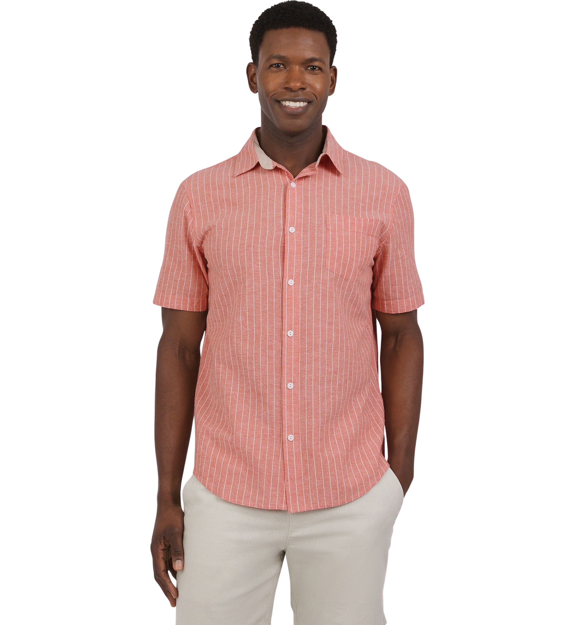 Short Sleeve Stripe Linen Shirt