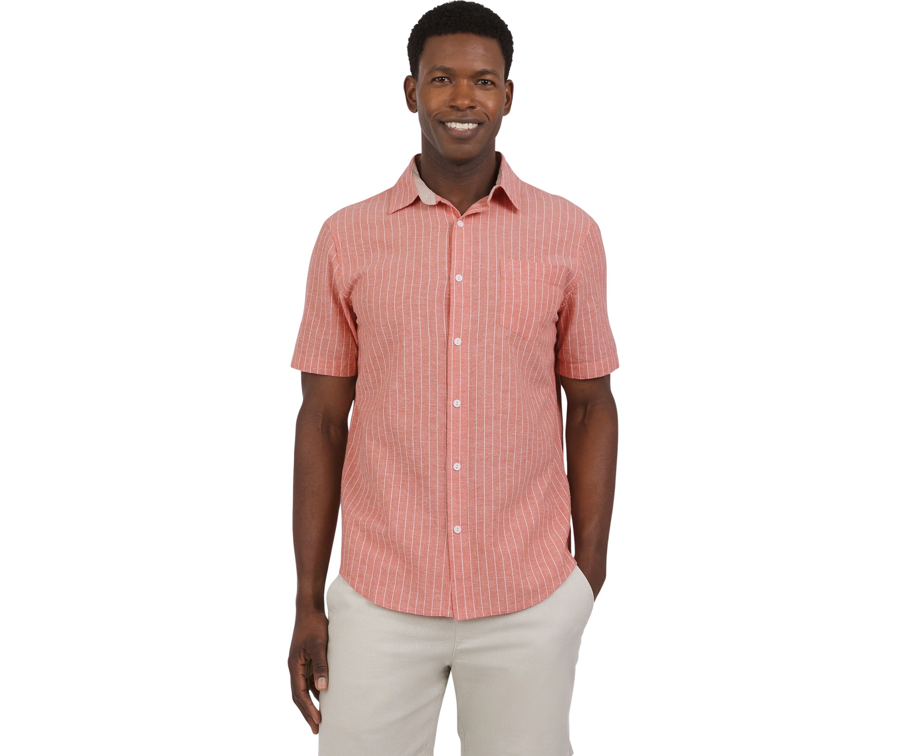 Short Sleeve Stripe Linen Shirt