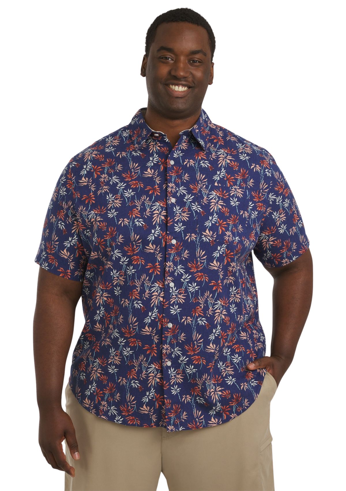 Big & Tall Short Sleeve Printed Woven Shirt