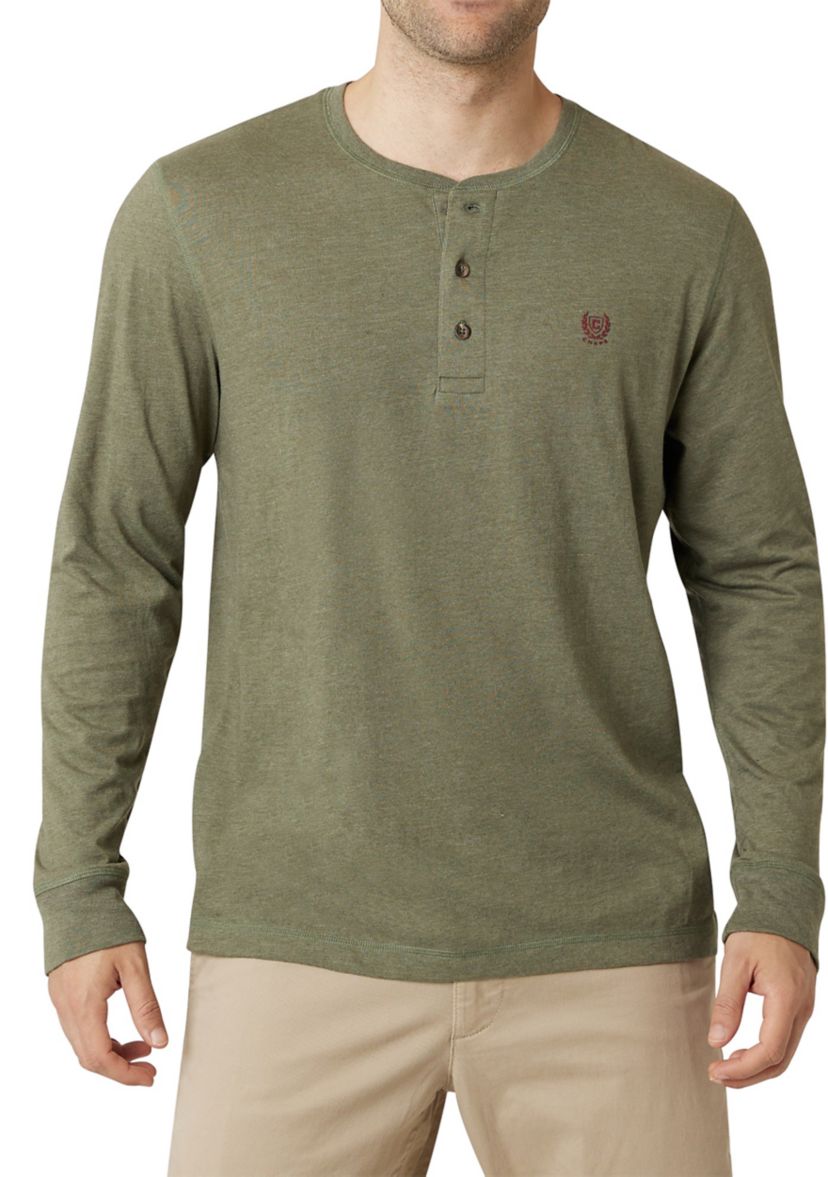 Long Sleeve Solid Slub Knit Henley Shirt 