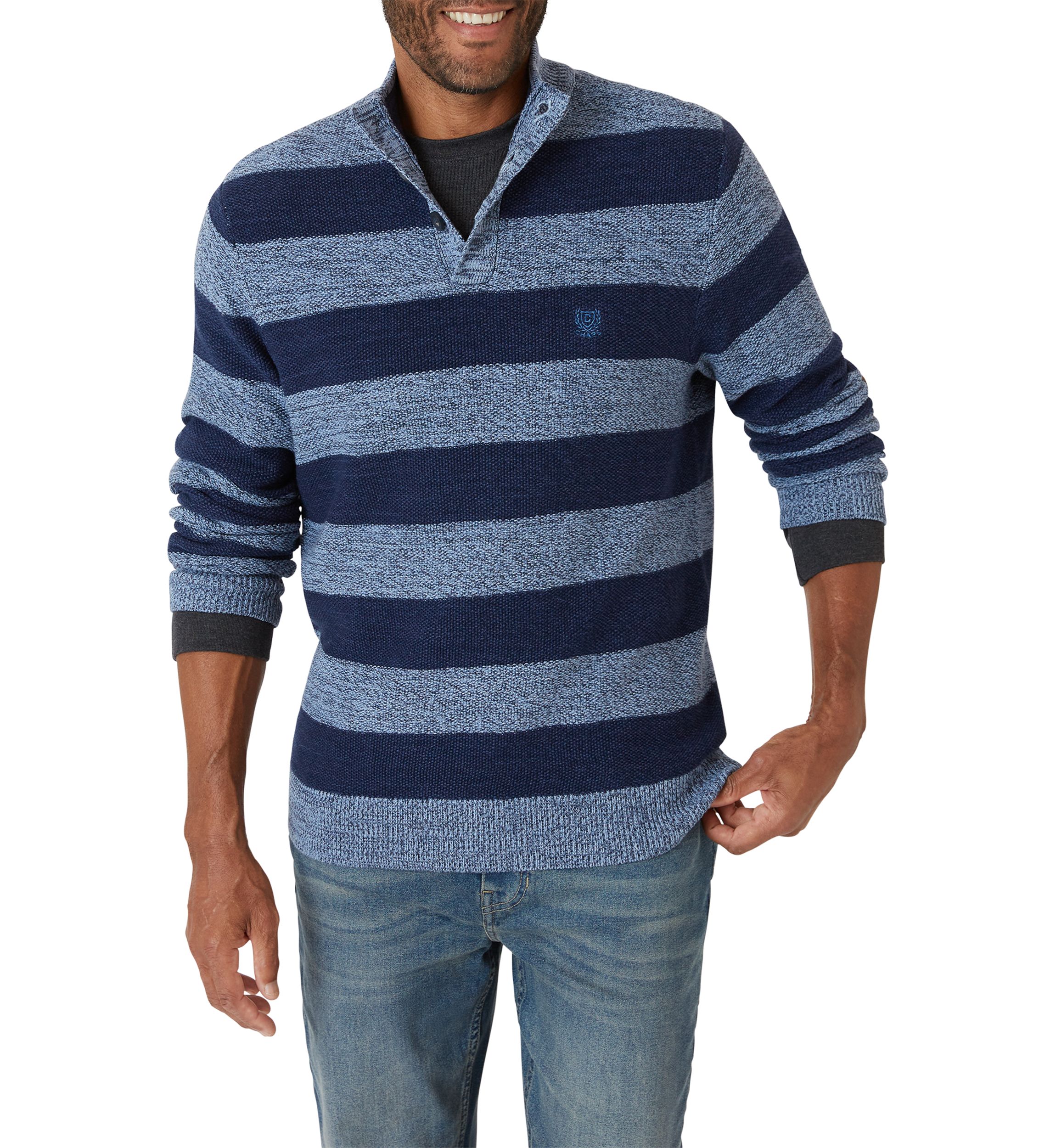 Button Mock Twist Stripe Sweater