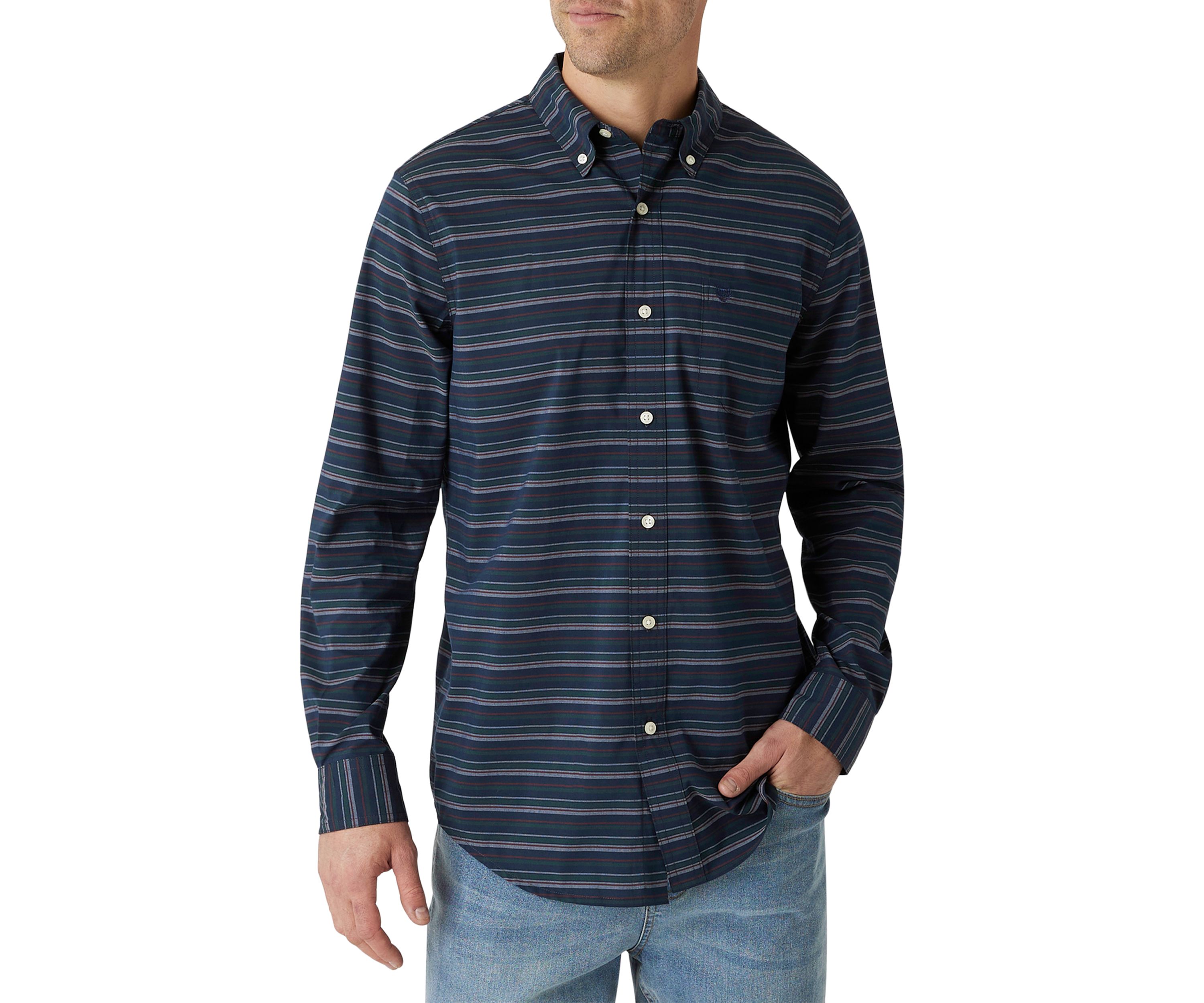 Long Sleeve Sustainable Stretch Woven Button Up Shirt 