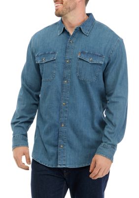 Plain Blue Louis Vuitton Full Sleeve Denim Shirt, Regular Fit