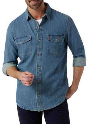 JOHN LOUIS Men Printed Casual Blue, Grey Shirt - Buy Denim Blue 5