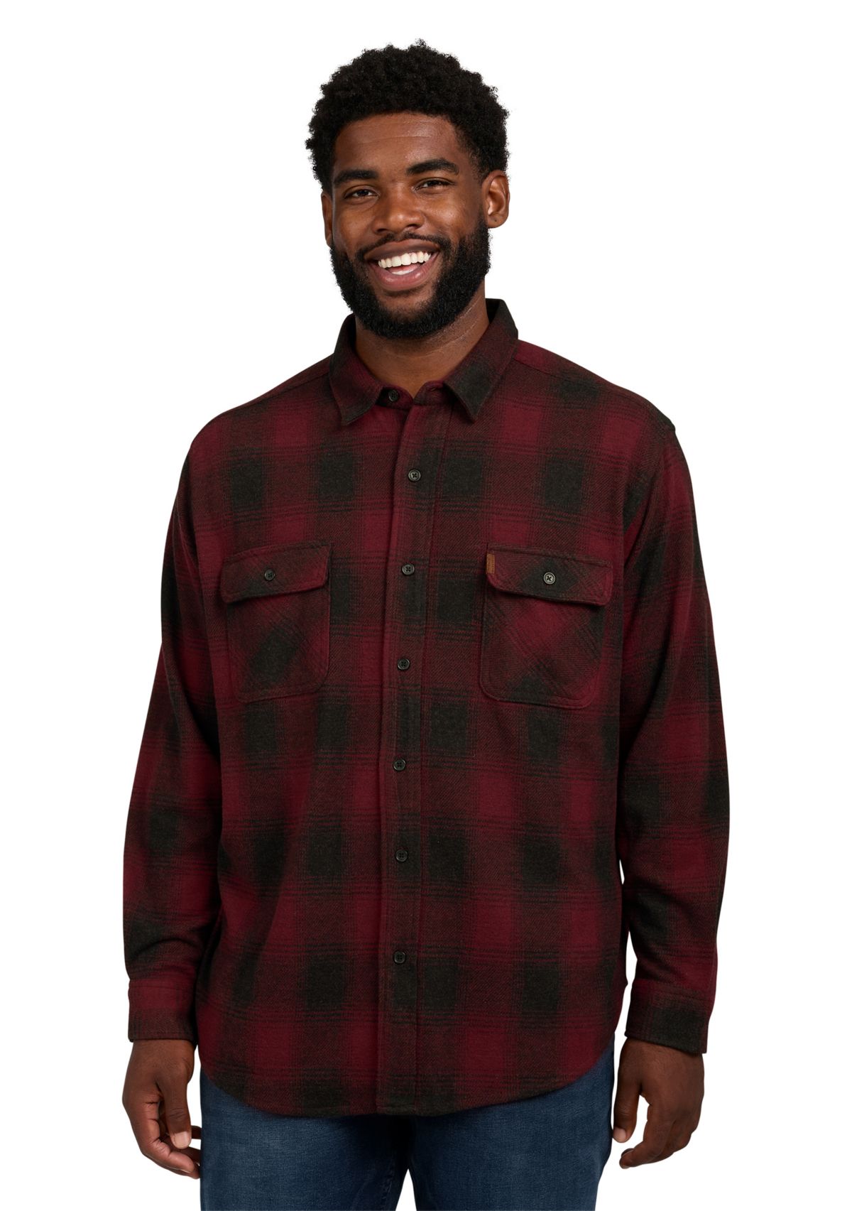 Big & Tall Plaid Knit Flannel Shirt 